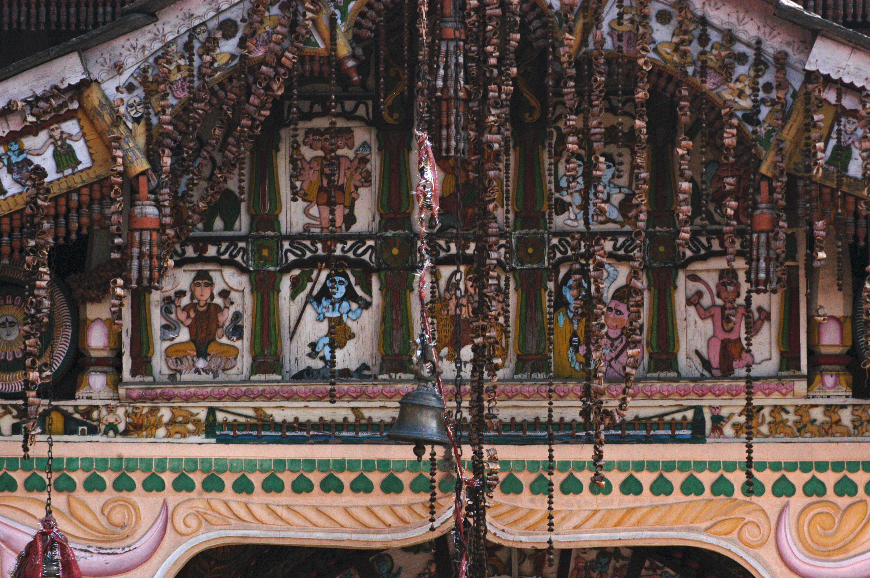 Hindu God Illustration Near Bell, Ancient, Ornate, Traditional, Tourism, HQ Photo