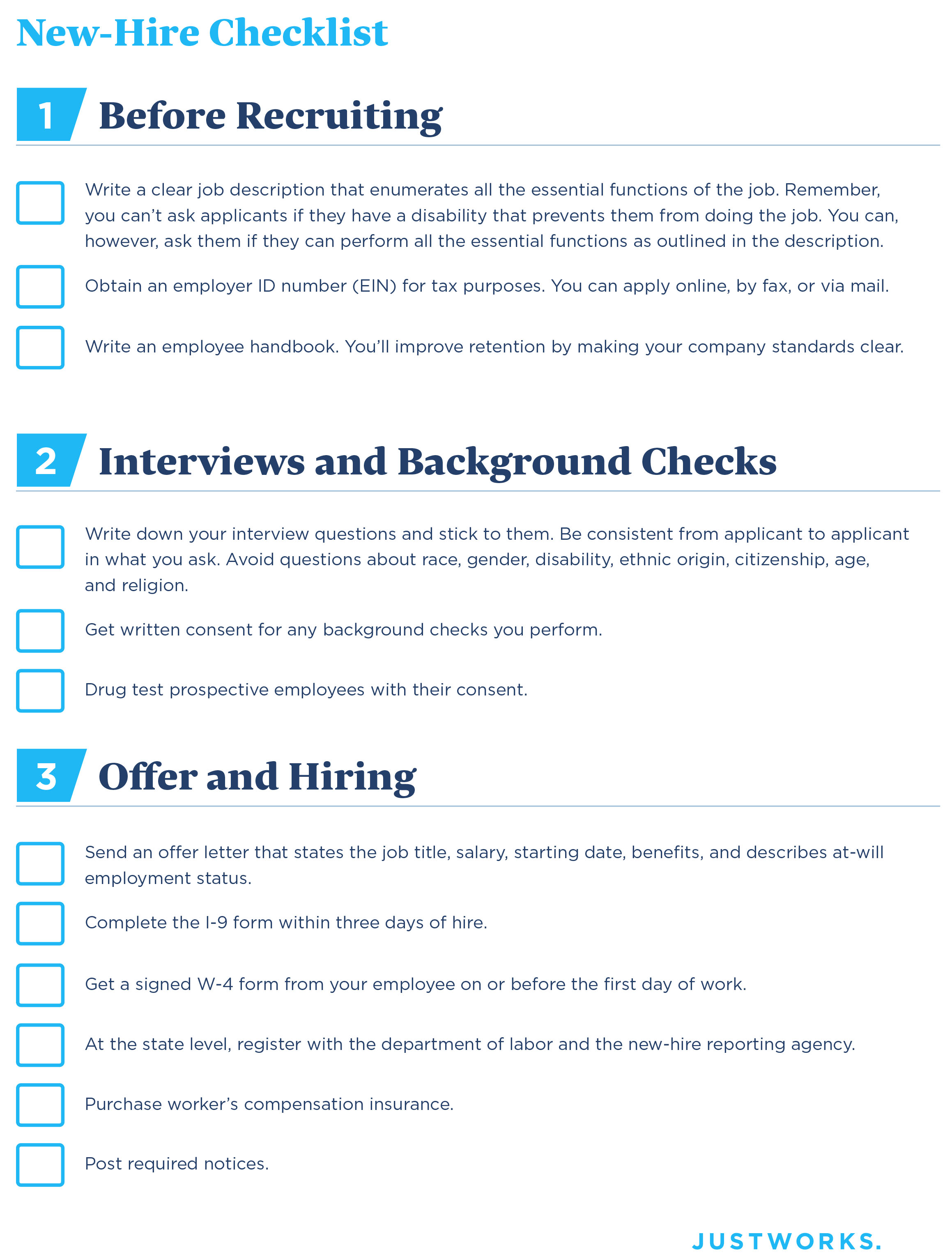 Infographic: A New Hire Checklist To Keep Compliant | Justworks