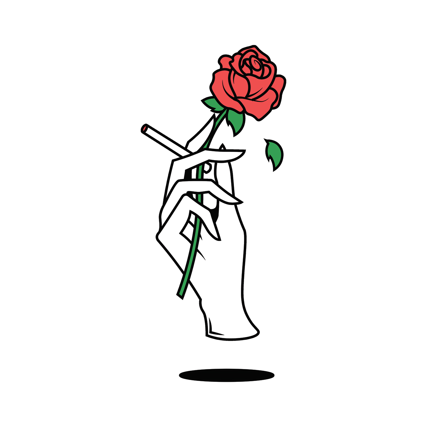 Hand holding cigarette and rose illustration on Behance