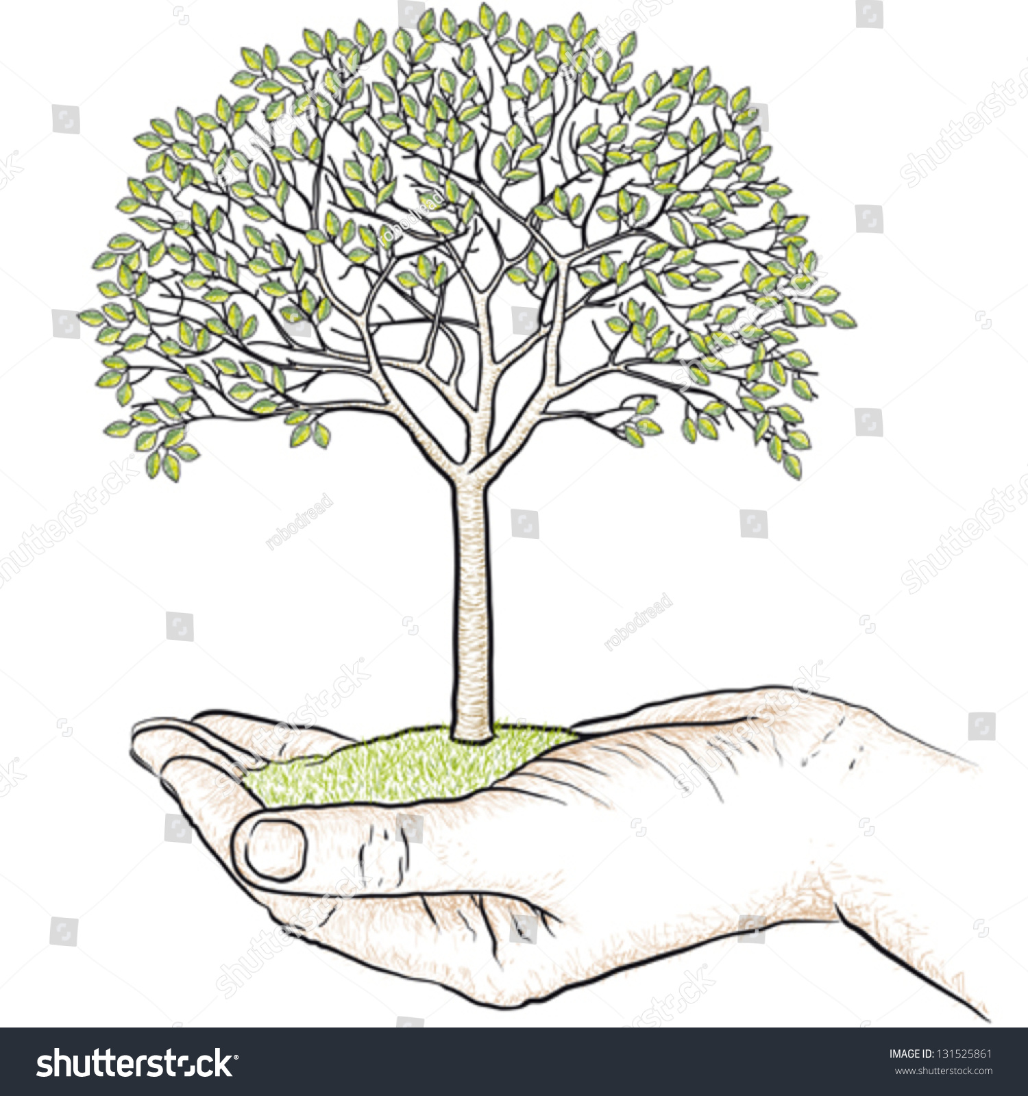 Hand Holding Tree Stock Vector (2018) 131525861 - Shutterstock