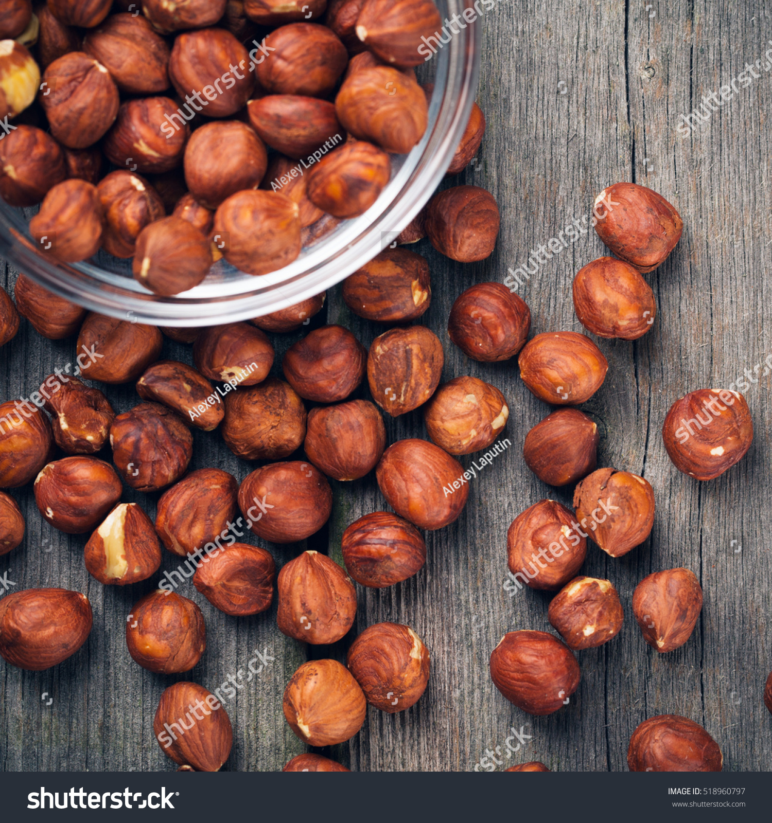 Hazelnuts Filbert On Wood Background Closeup Stock Photo 518960797 ...