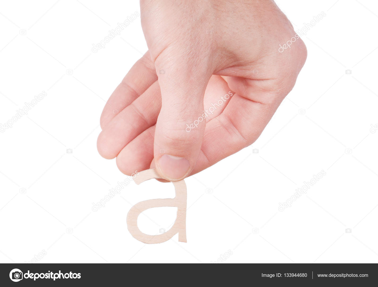Hand holding wood sign on white — Stock Photo © Arybickii #133944680