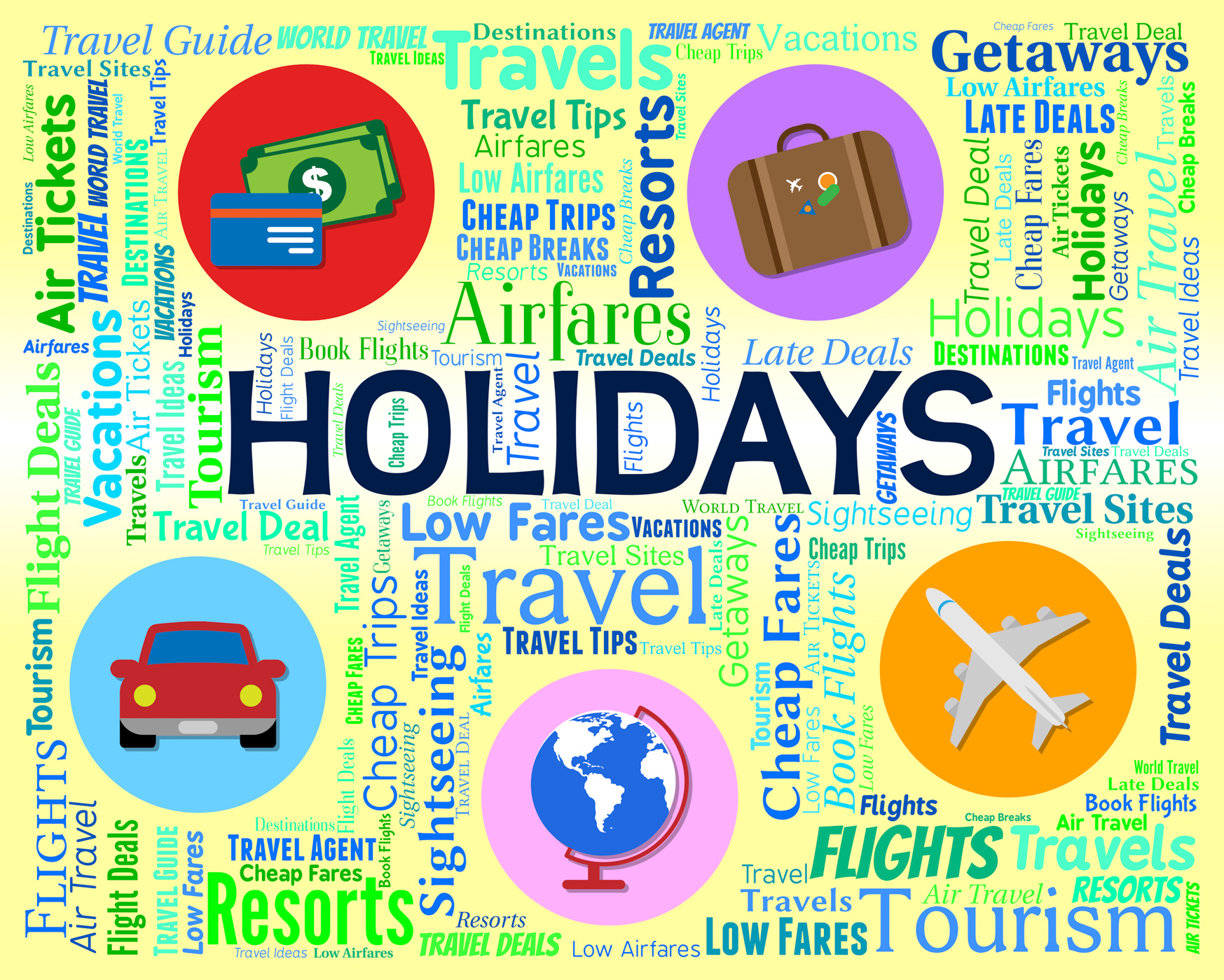 Holidays word shows break vacations and abroad photo