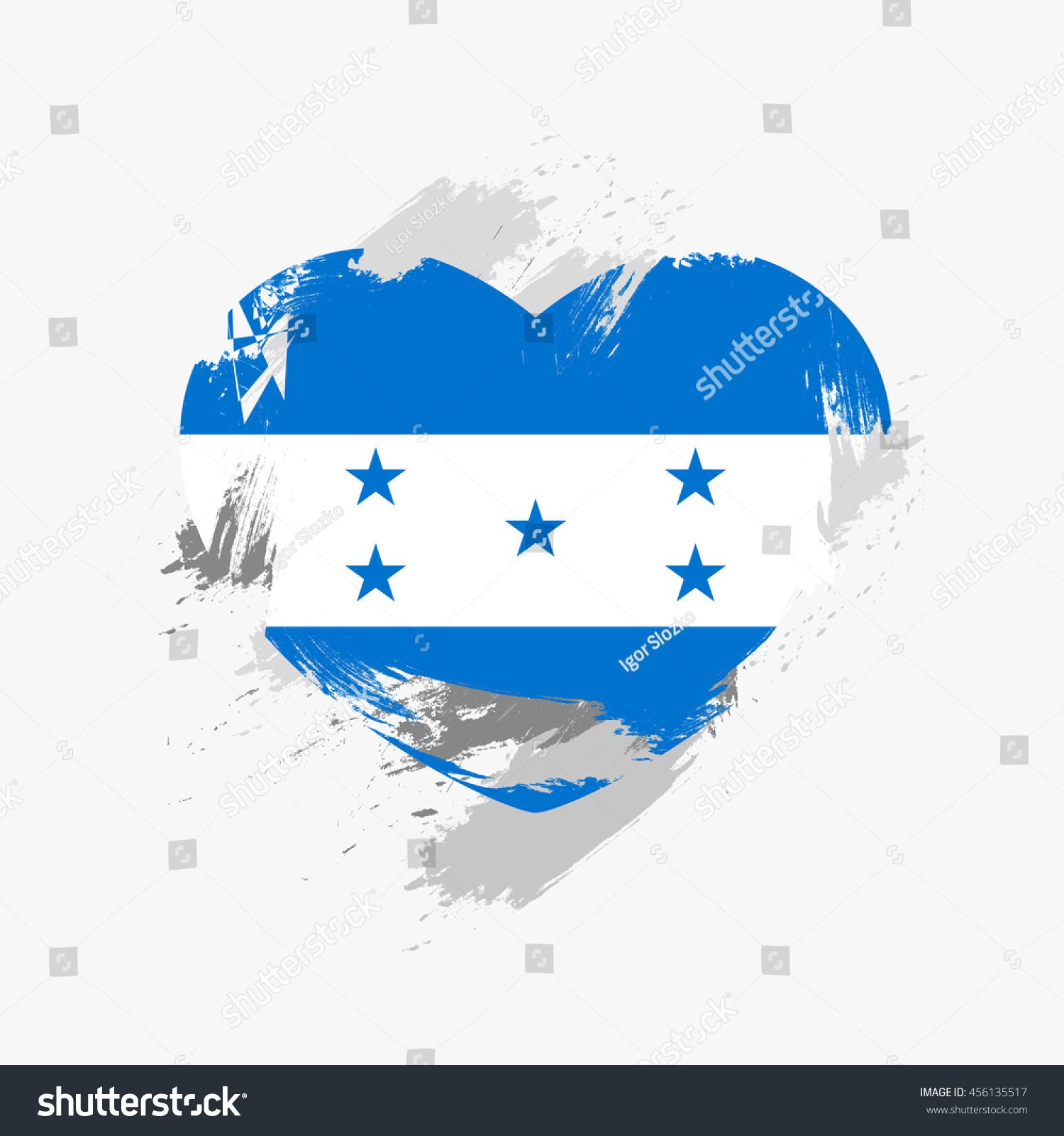 Flag Honduras Isolated On Grunge Heart Stock Vector 456135517 ...