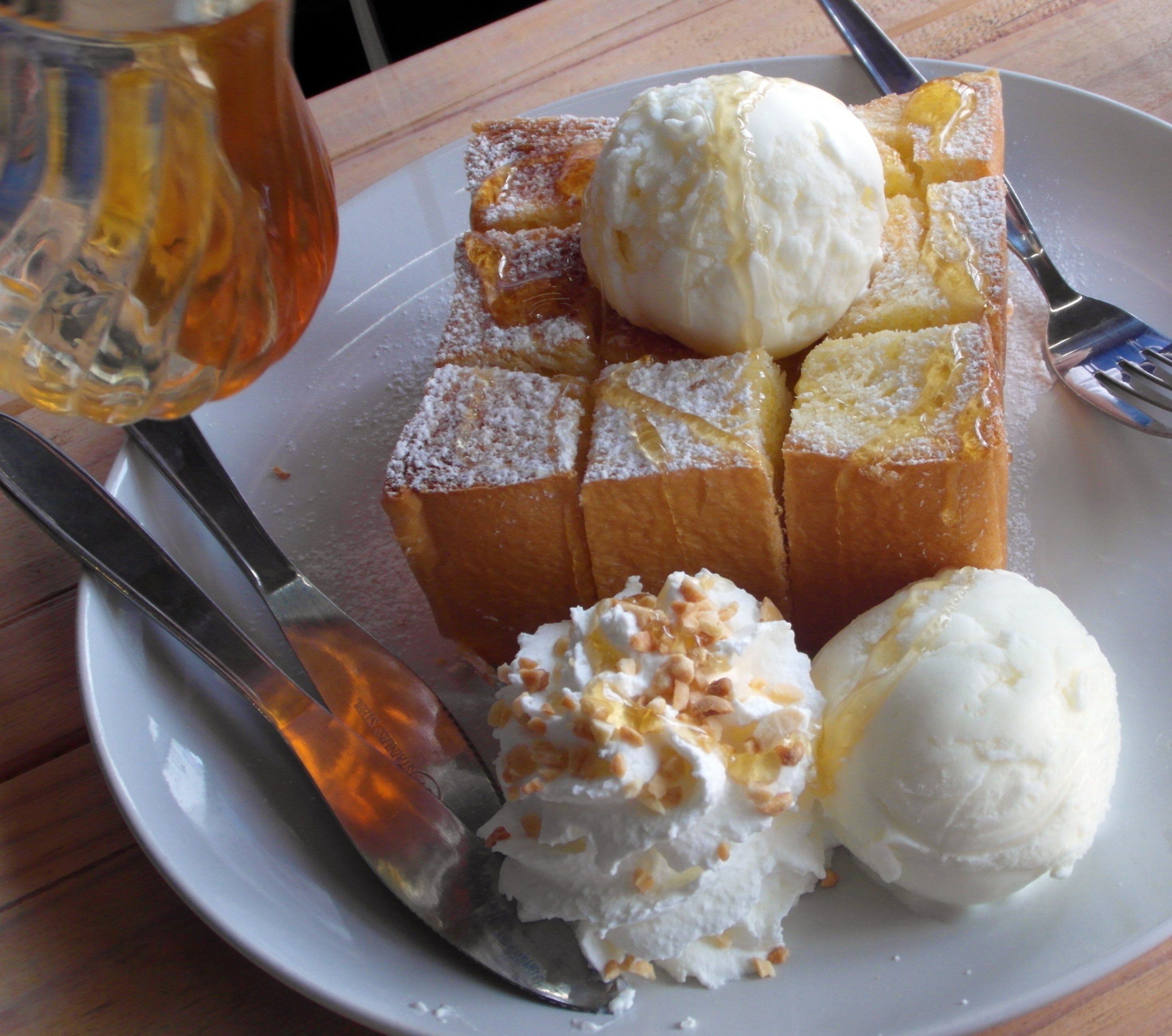 Honey toast with ice cream photo
