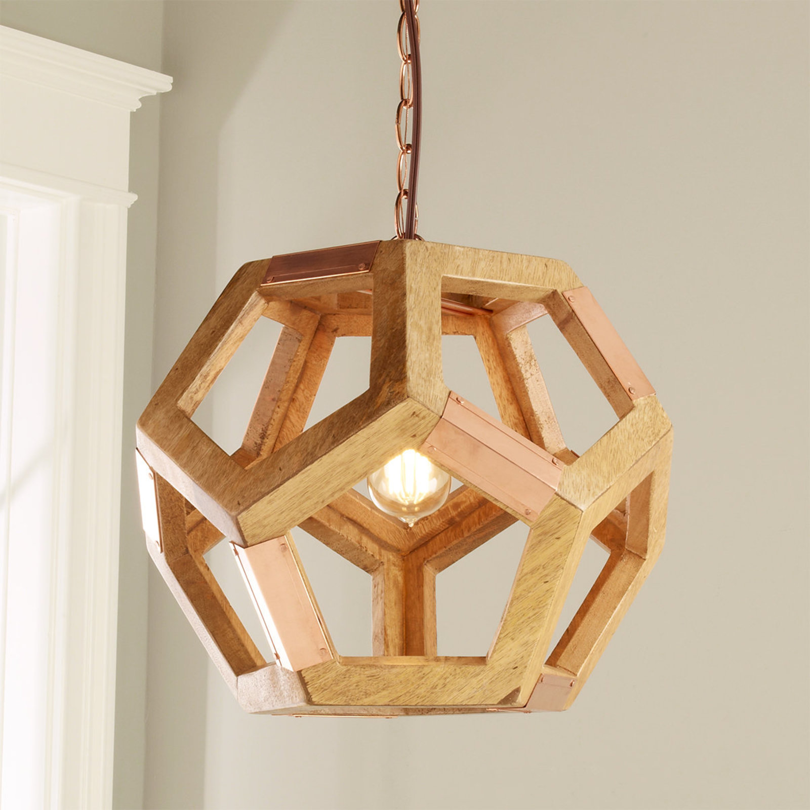 Copper Patch Wood Honeycomb Pendant - Shades of Light
