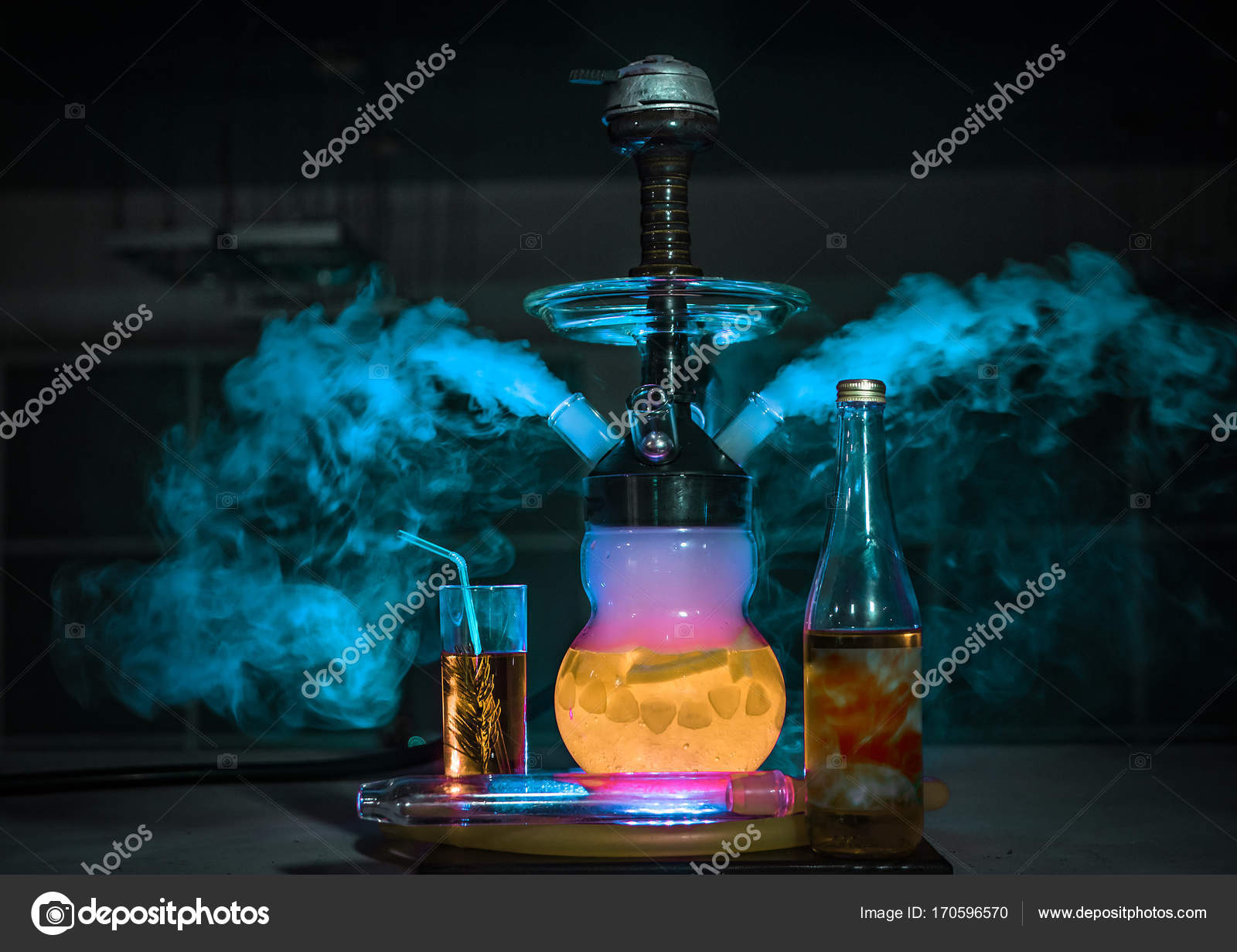 Hookah smoke in cafe & lounge bar — Stock Photo © btxstudio #170596570