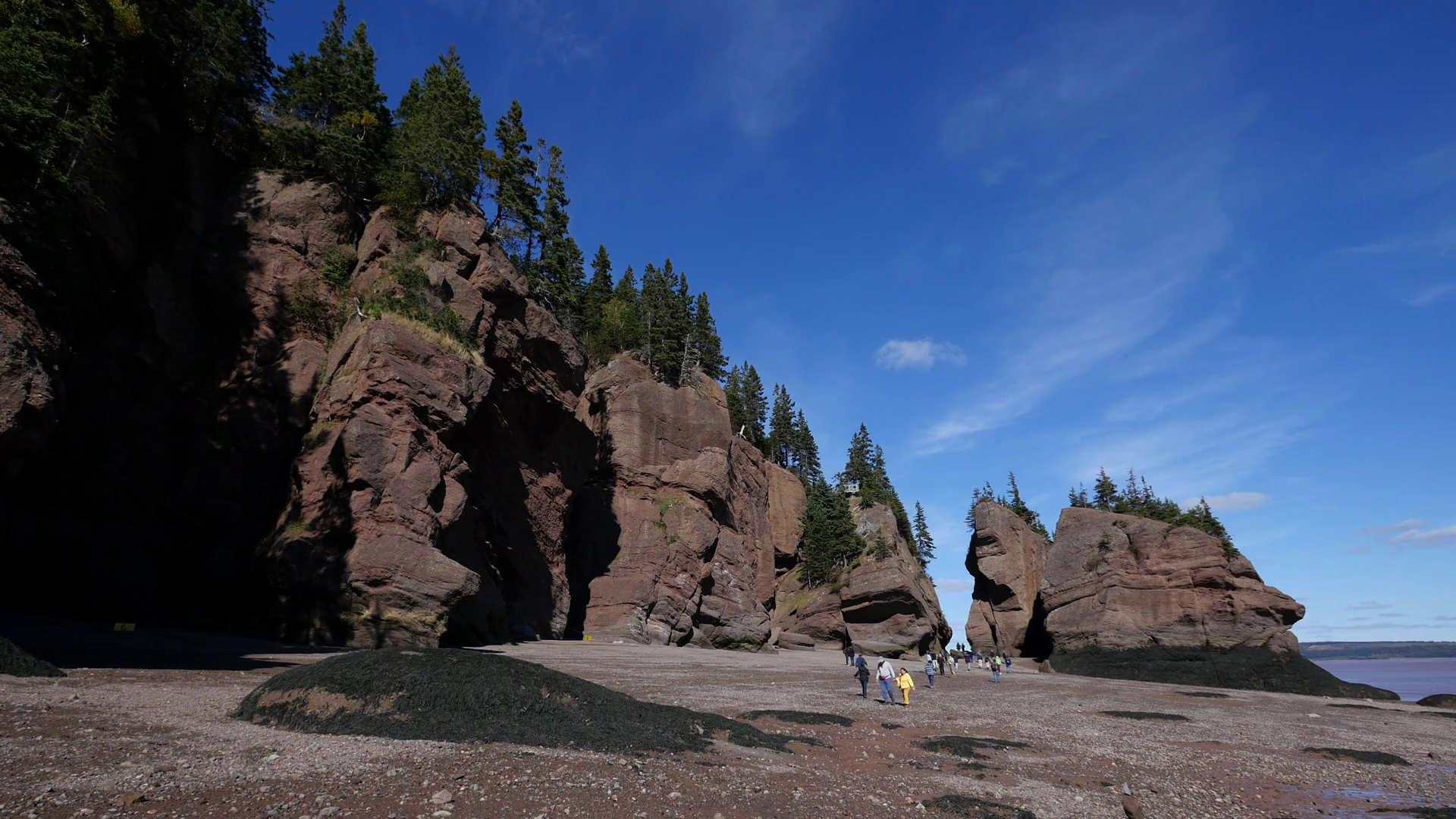 Canada New Brunswick Hopewell Rocks Walking On Beach Stock Video ...