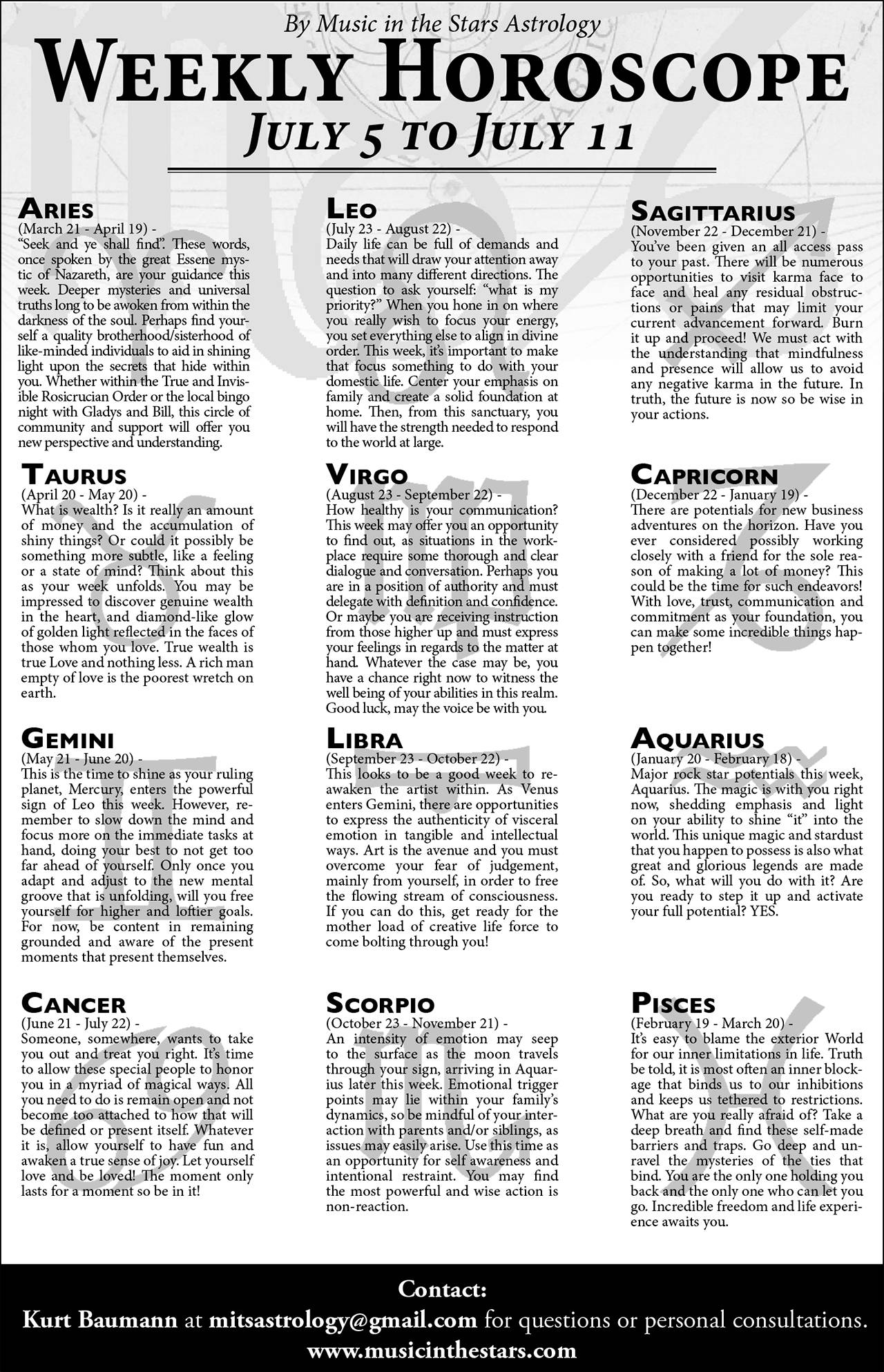 Weekly Horoscope | July 5-11 | Islands' Sounder