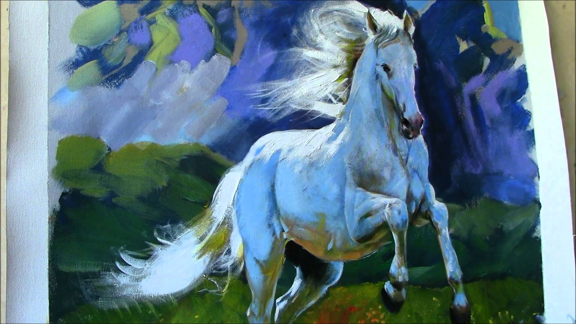 Painting Horse in a Landscape-Lipizzaner Stallion - YouTube