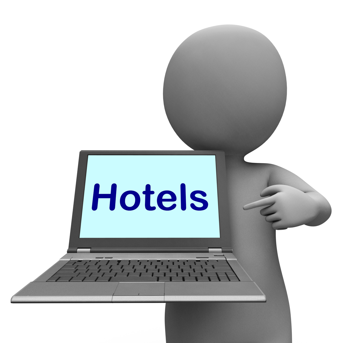 Hotel laptop shows motels hostels and rooms photo