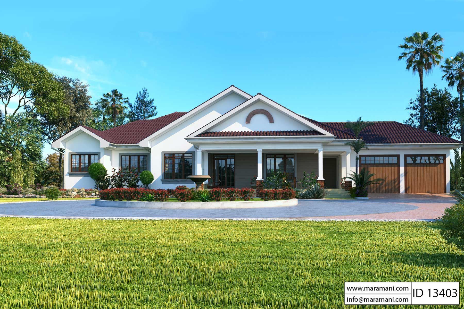 3 Bedroom bungalow with garage - ID 13403 - House Plans by Maramani