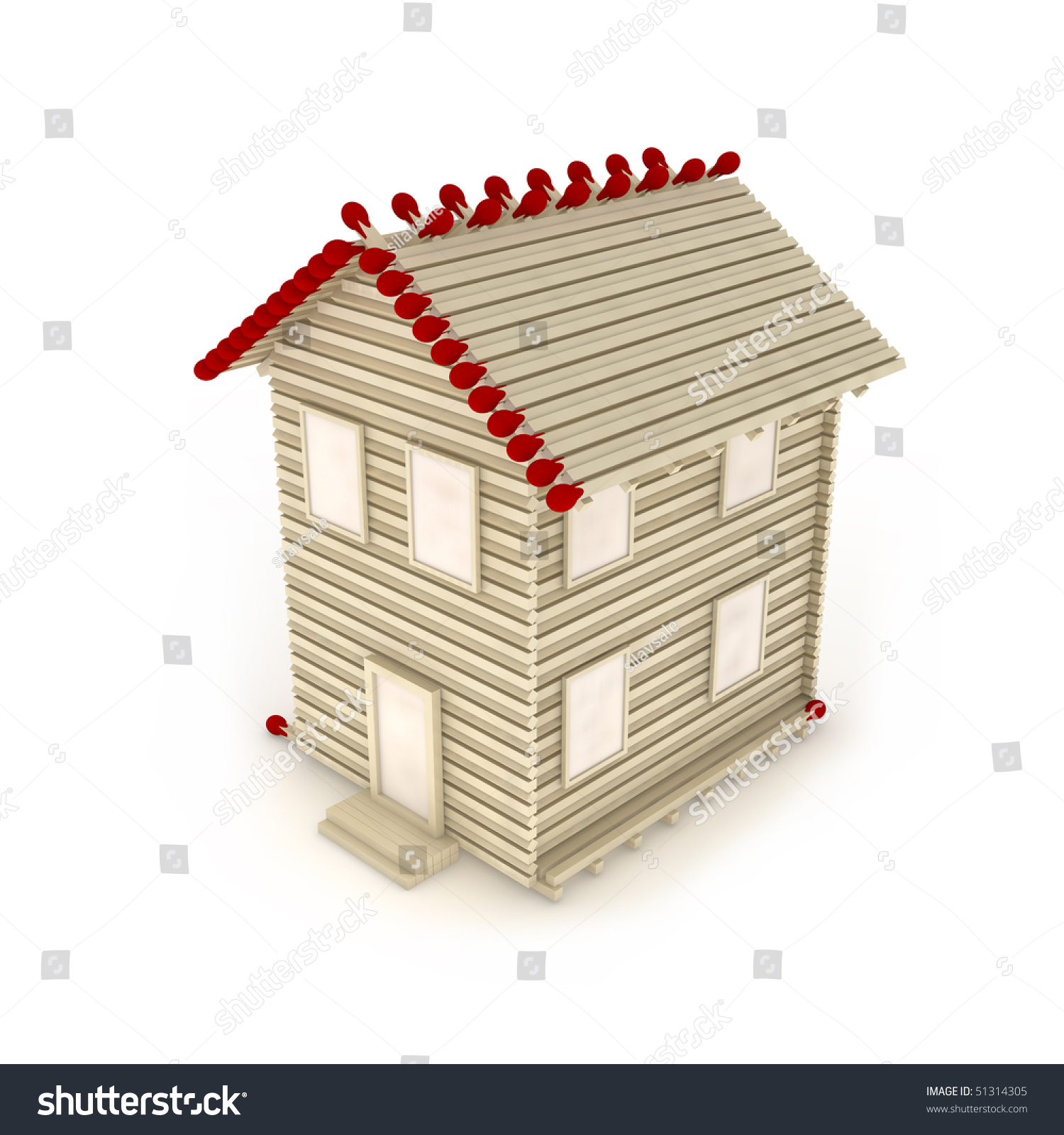 Conceptual House Matches 3d Illustration Stock Illustration 51314305 ...