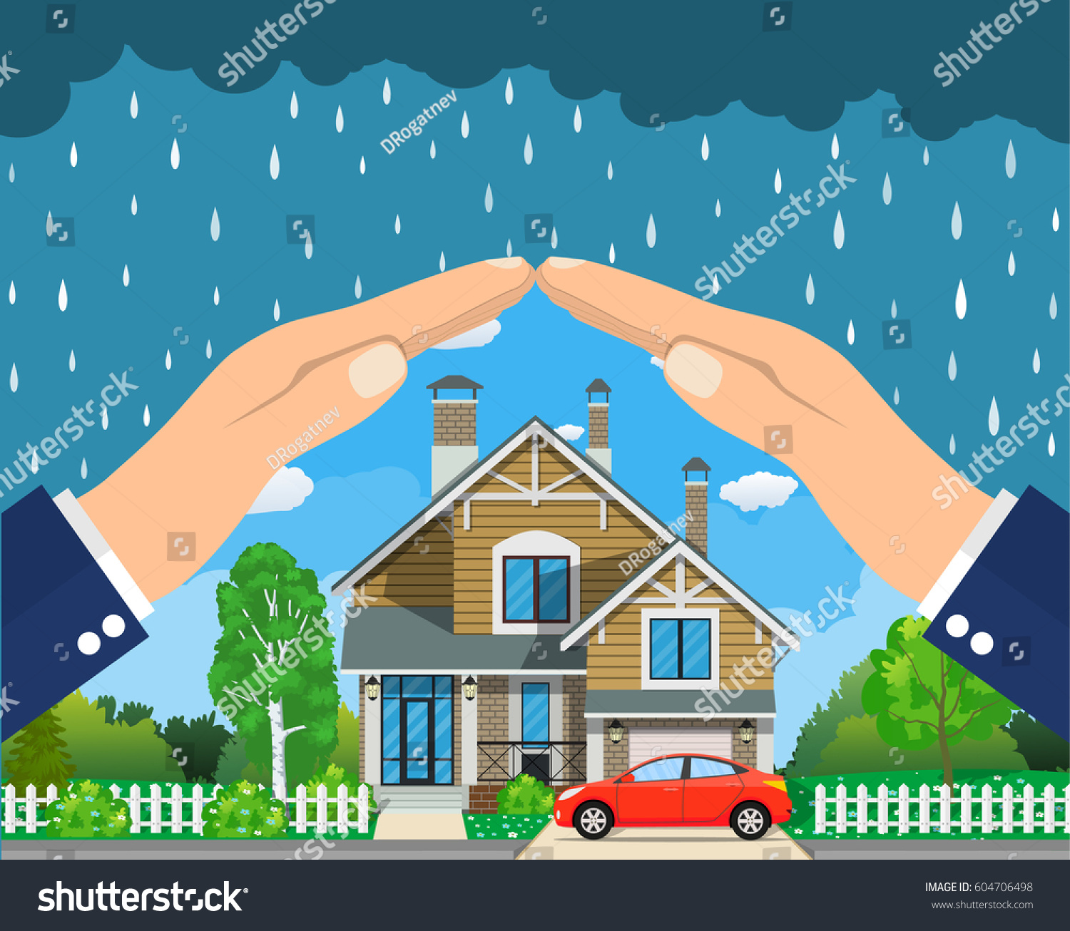 Home Insurance Concept Hands Protecting House Stock Illustration ...