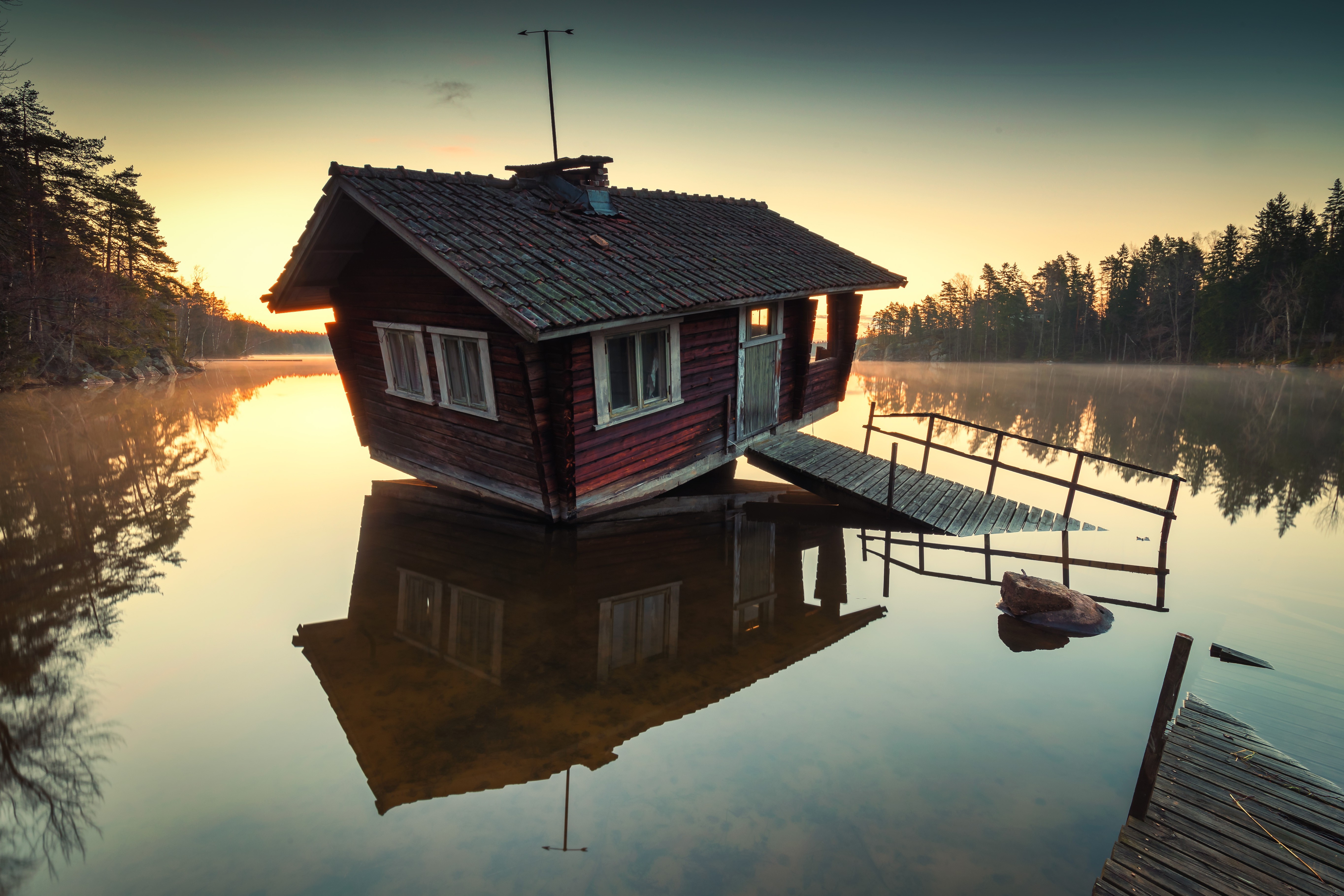 house, Water, Landscape, Reflection, Sweden, Trees Wallpapers HD ...