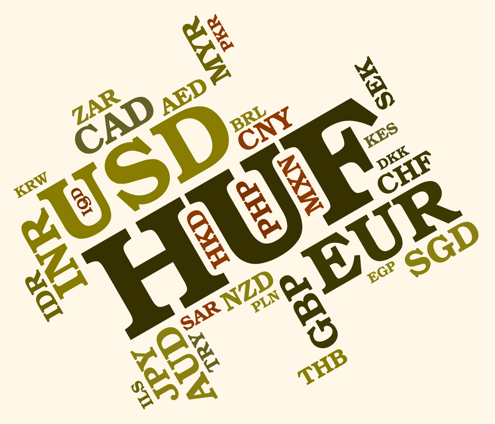 Huf currency indicates worldwide trading and broker photo