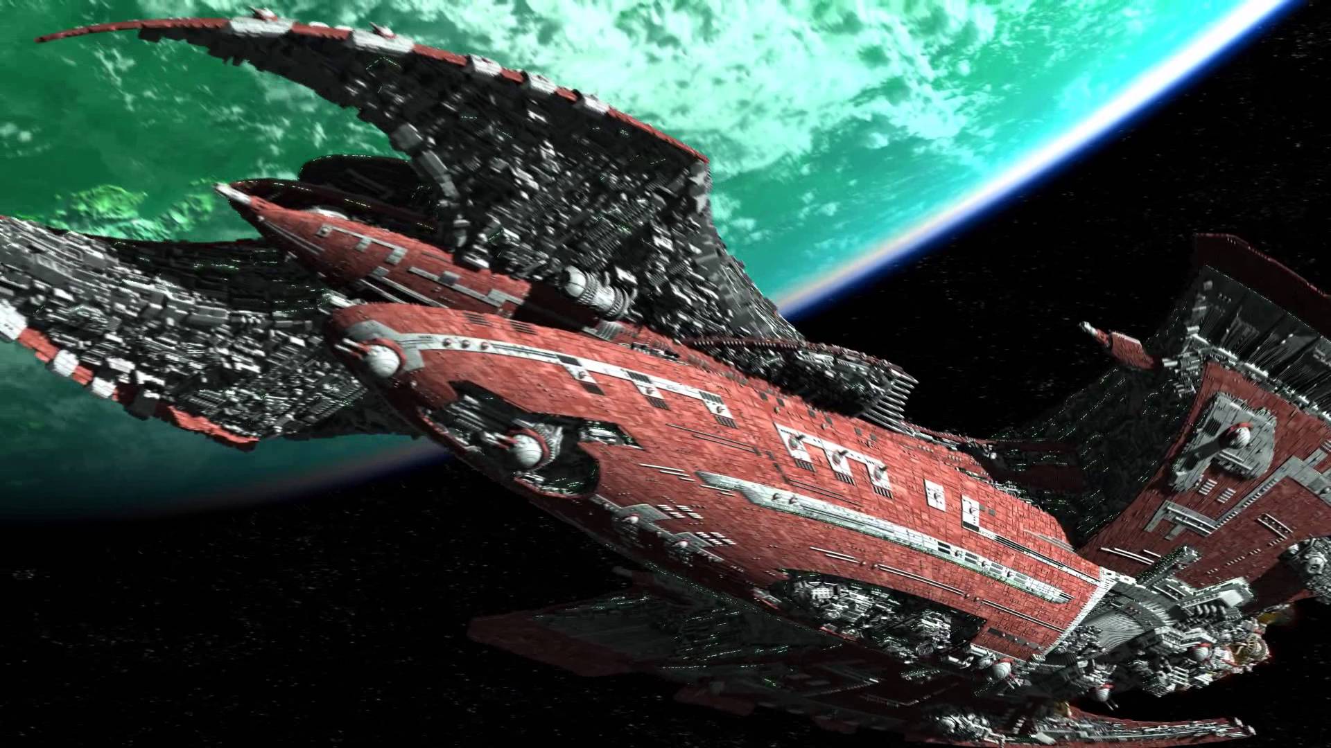 Intimidating scifi space cruiser 3D model - YouTube