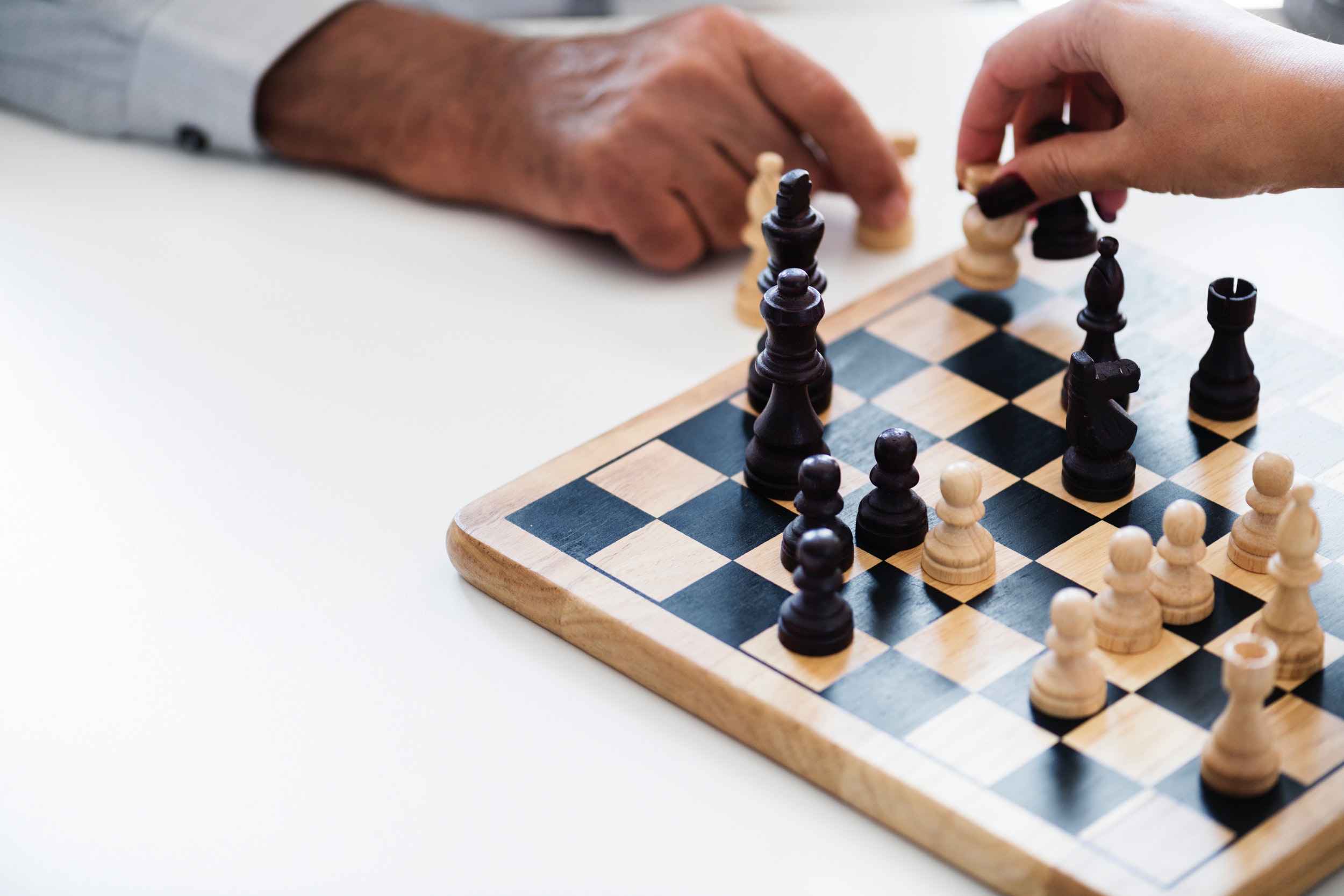 Human Playing Chess, Board game, Planning, White background, Teamwork, HQ Photo
