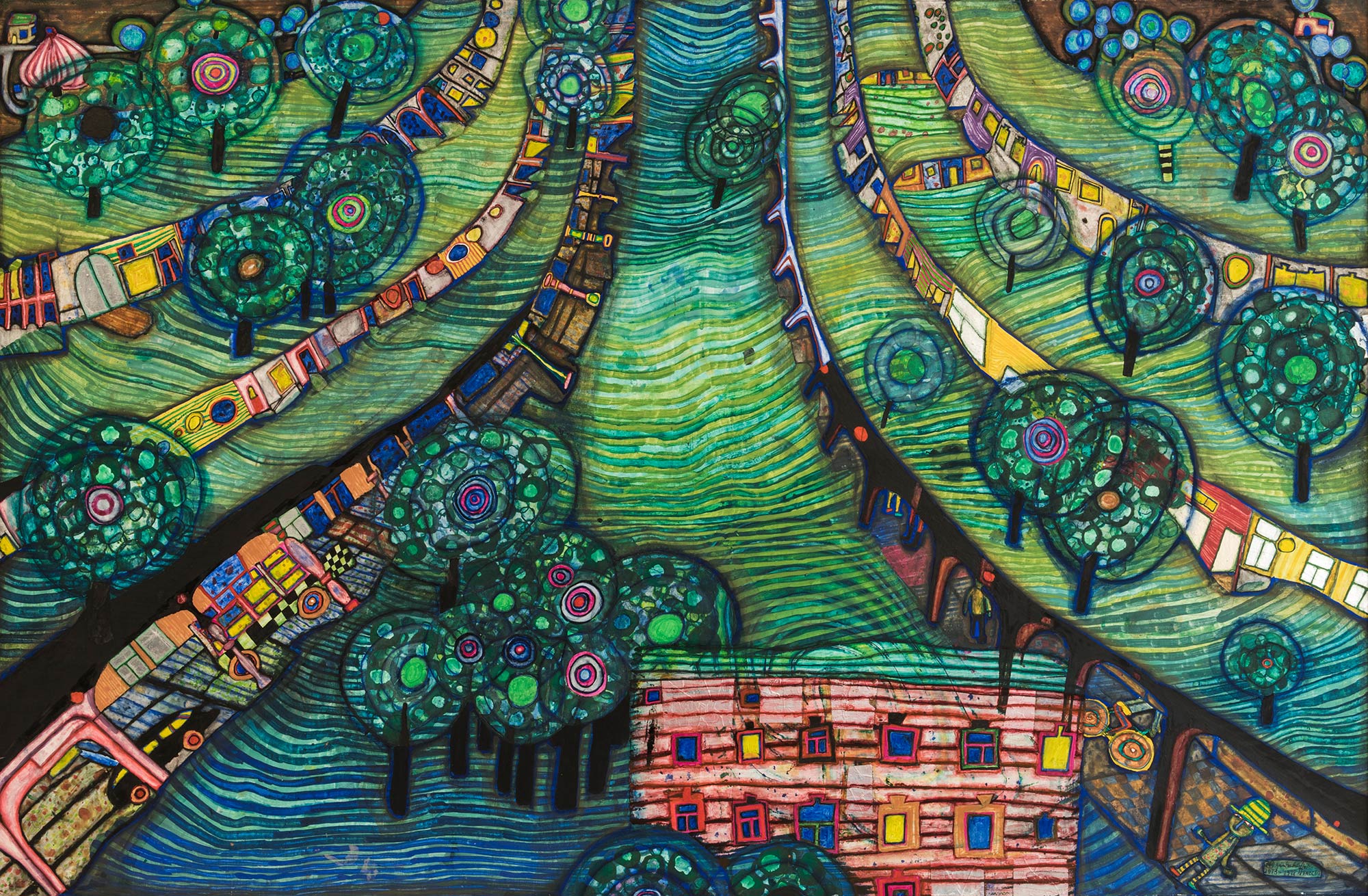 Green Town | Friedensreich Hundertwasser | Kunstwerk | Baha Fine Art