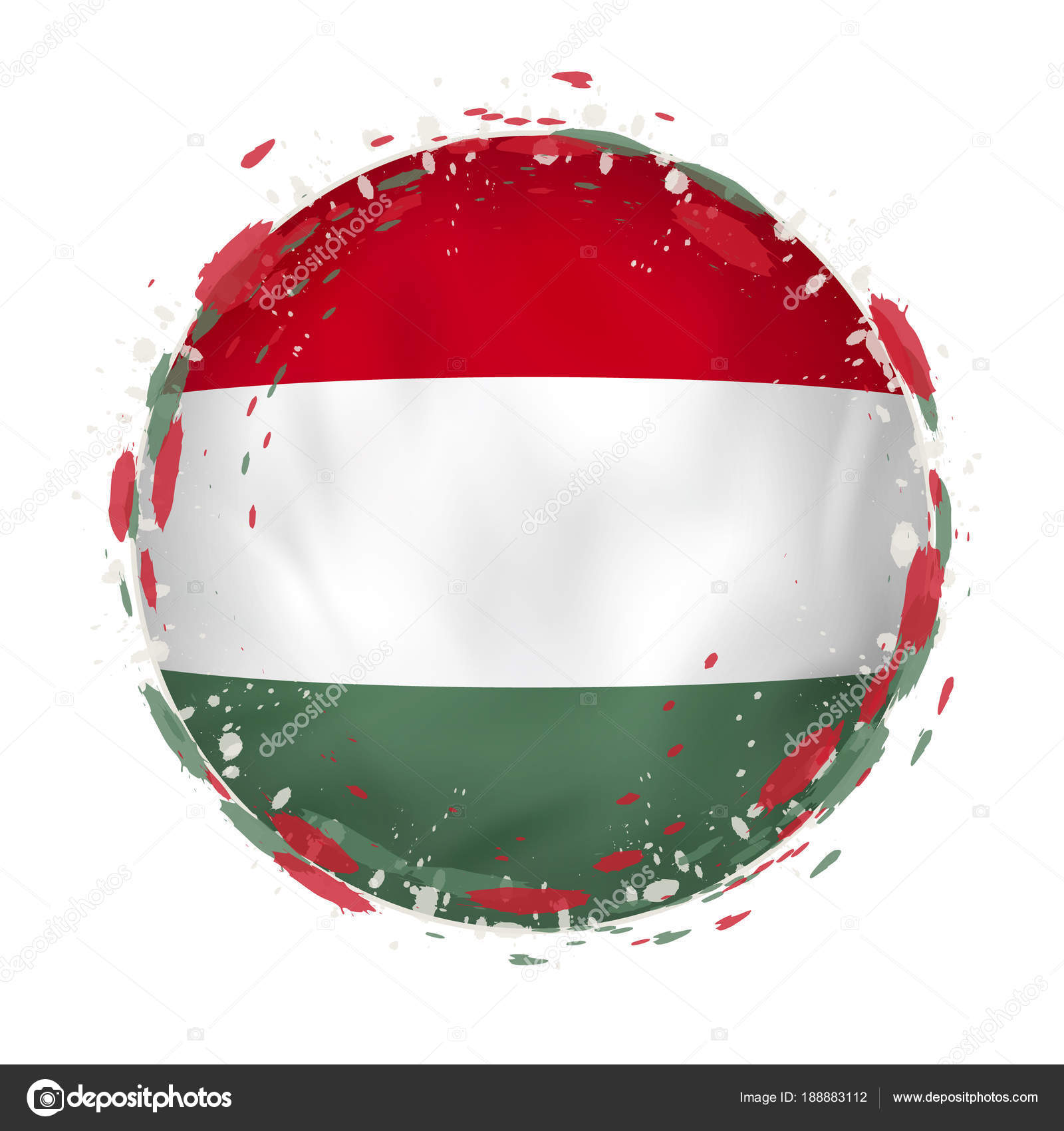 Round grunge flag of Hungary with splashes in flag color. — Stock ...