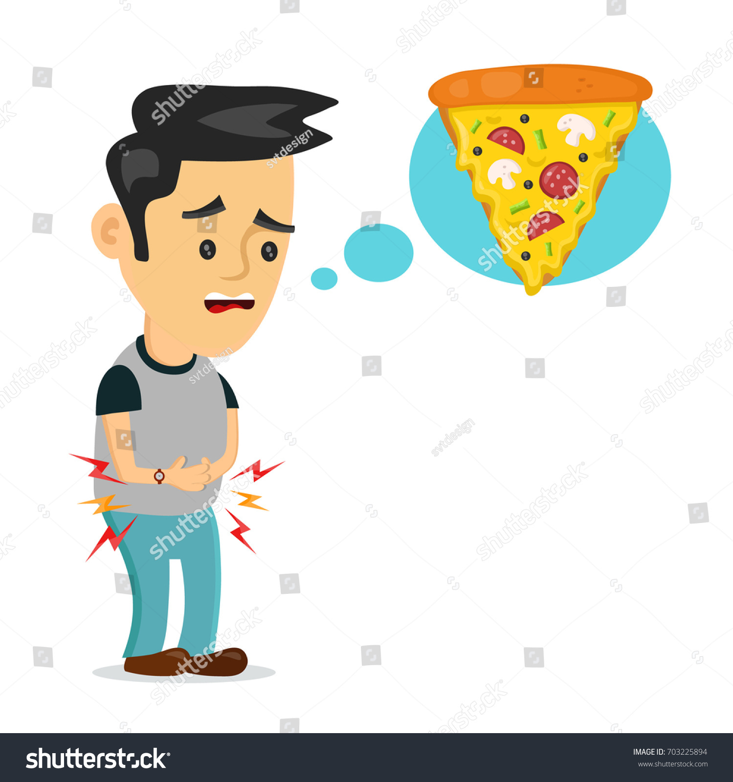 Young Suffering Sad Man Hungry Thinks Stock Vector 703225894 ...