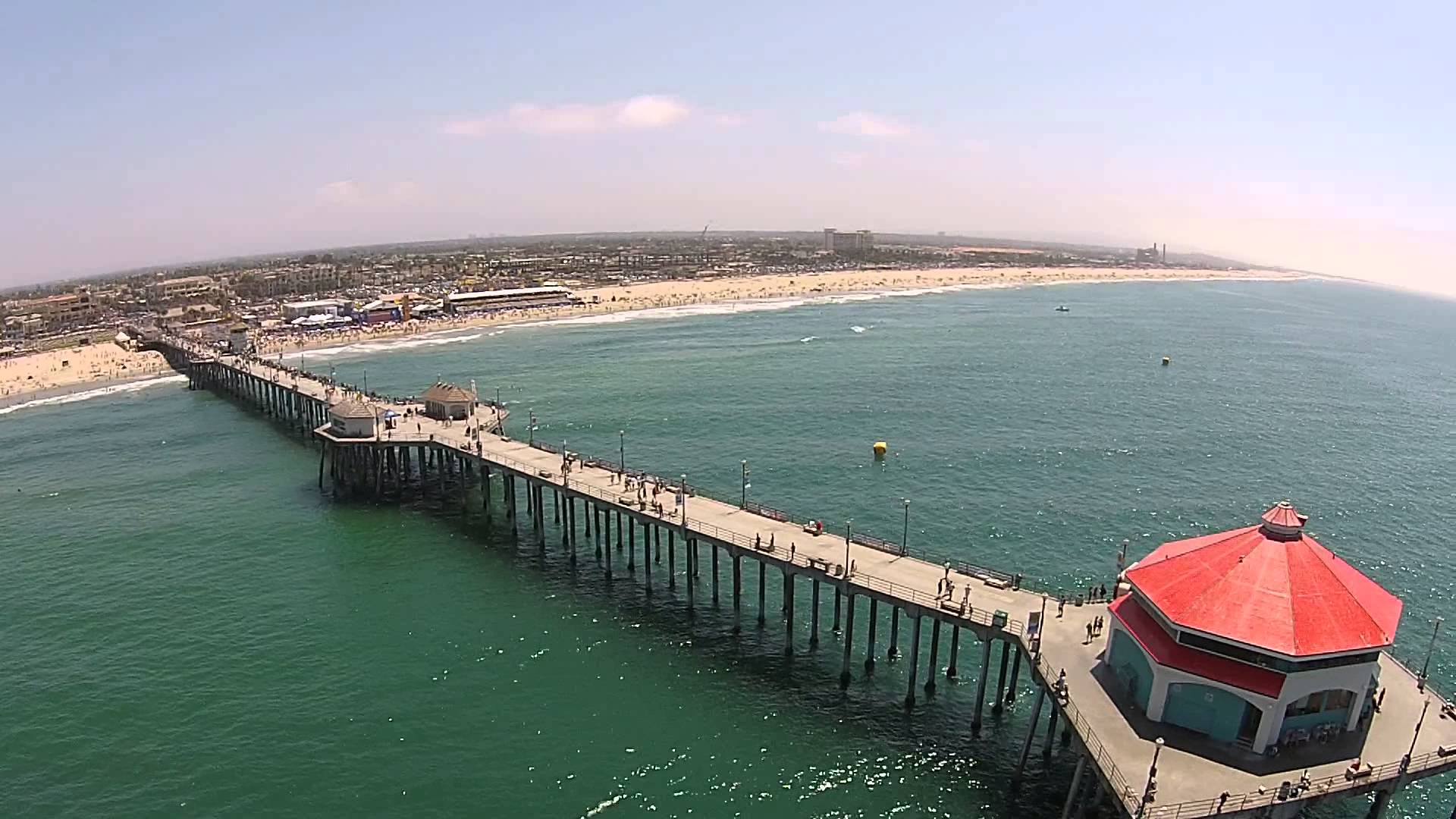 Drone Aerial View of Huntington Beach Pier - US Open Surfing ...