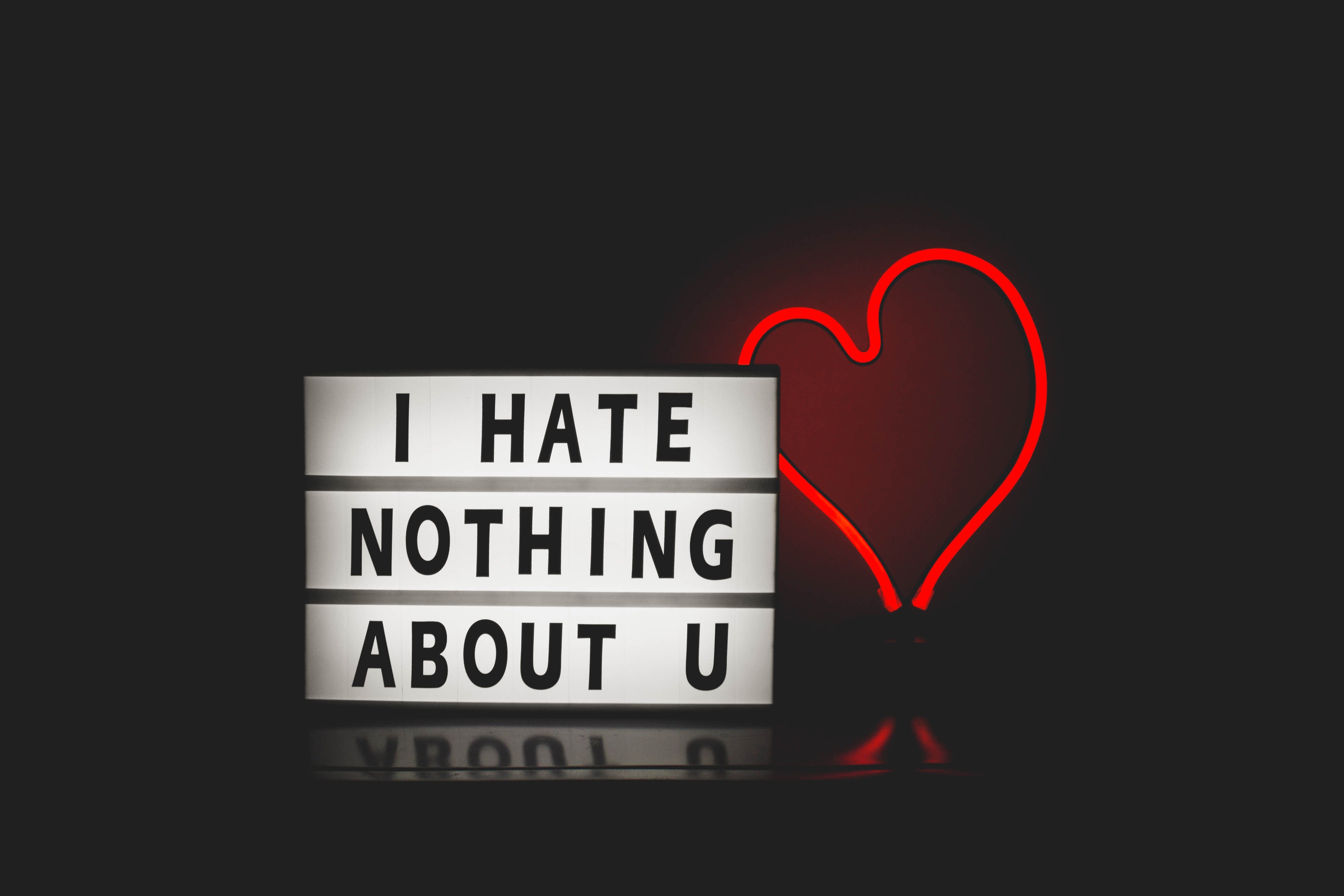 I Hate Nothing About You With Red Heart Light, Communication, People, Text, Technology, HQ Photo