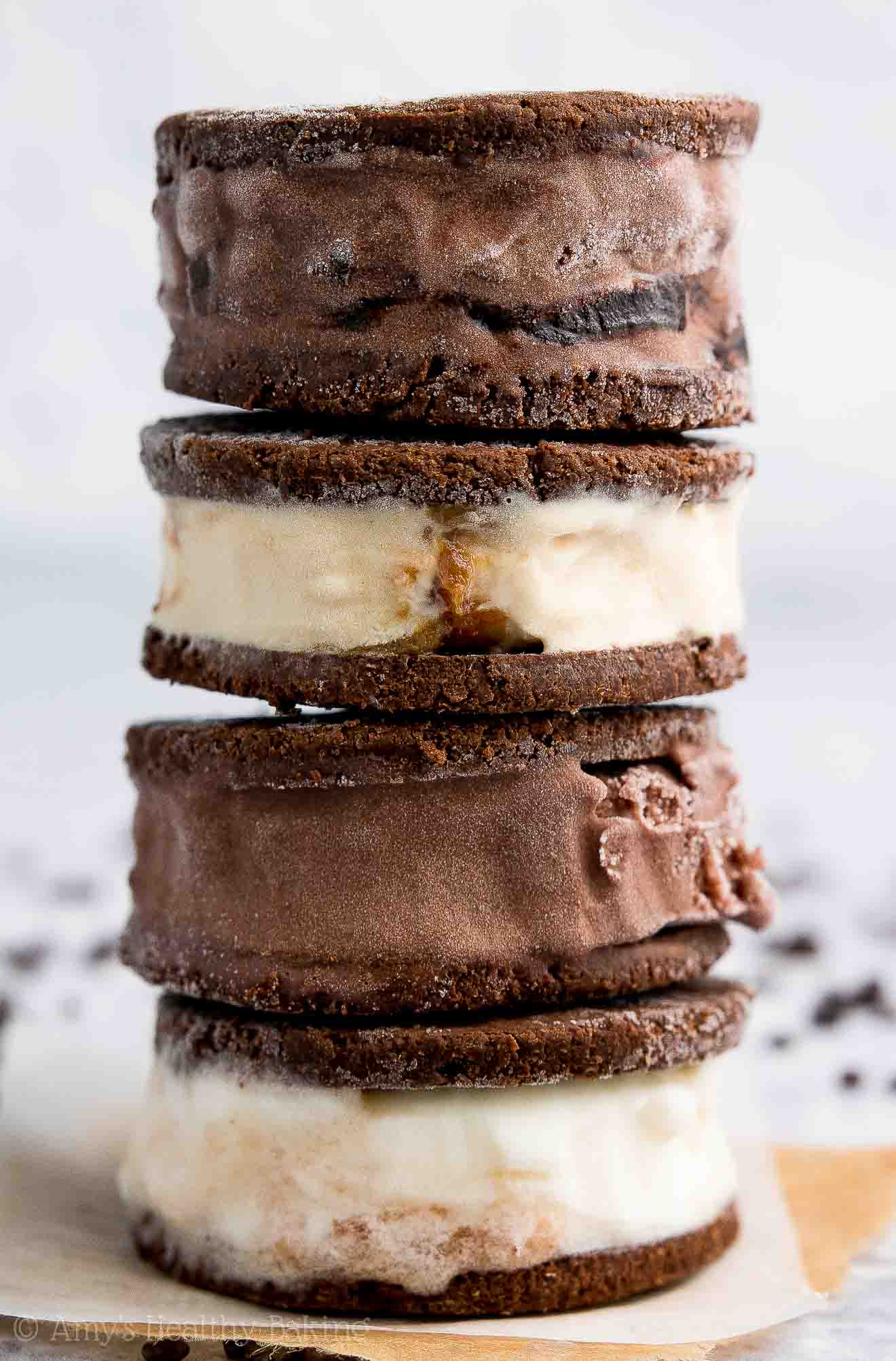 Healthy Brownie Bark Mini Ice Cream Sandwiches | Amy's Healthy Baking