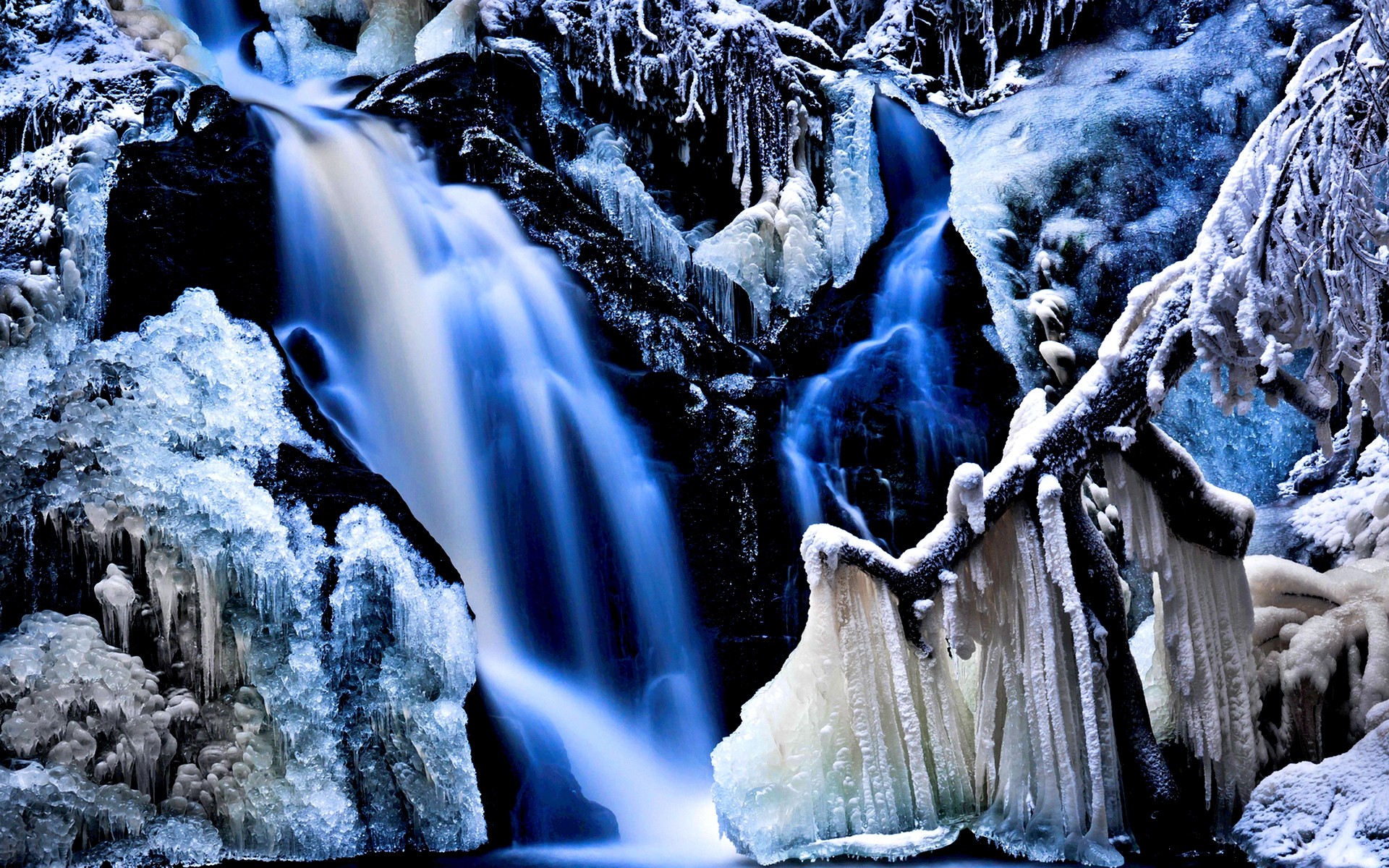 Waterfall: ICY FALLS Forest Frost Winter Rock Waterfalls Ice Jungle ...