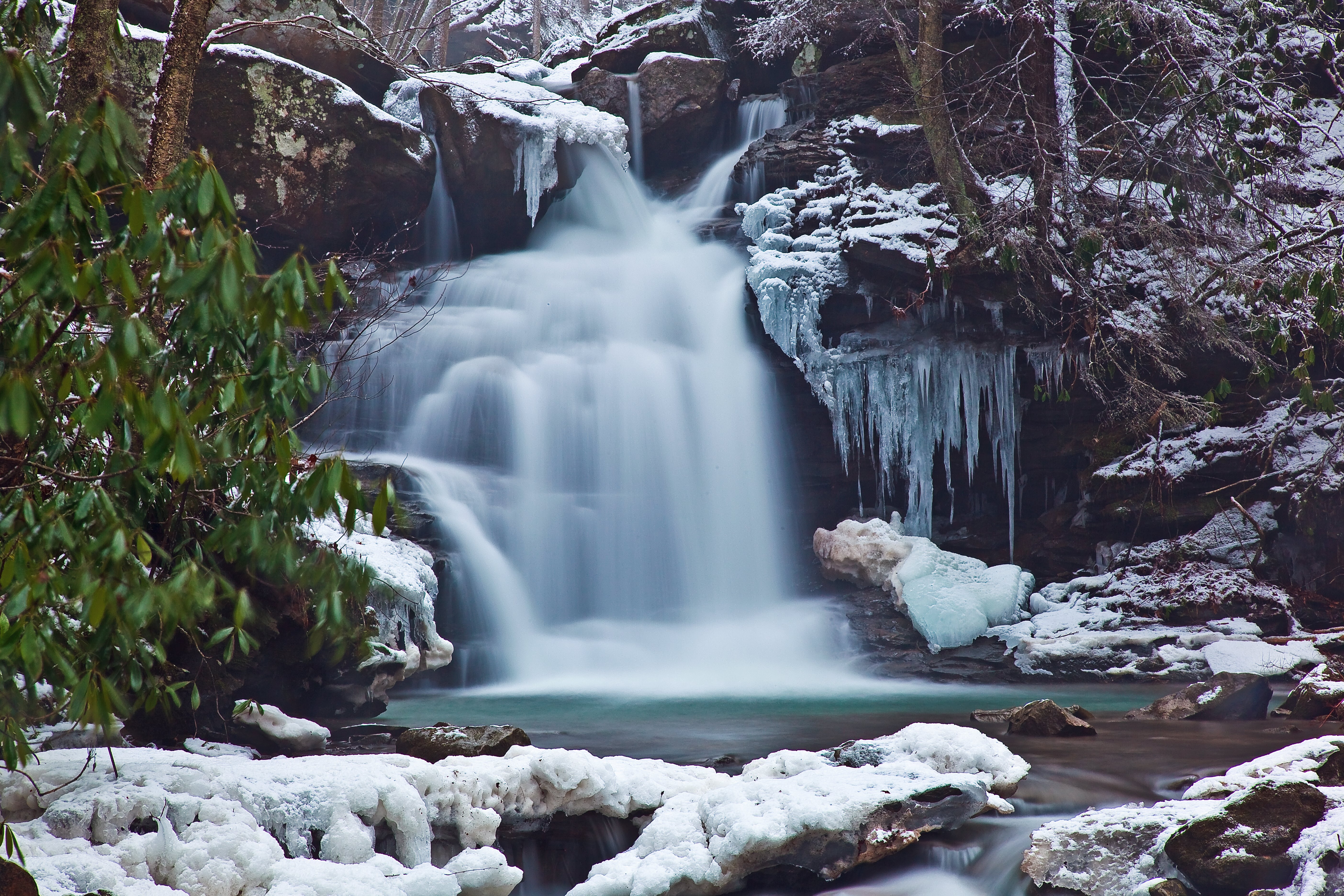 Winter Waterfall Ice Snow Rocks | Waterfalls| Free Nature Pictures ...