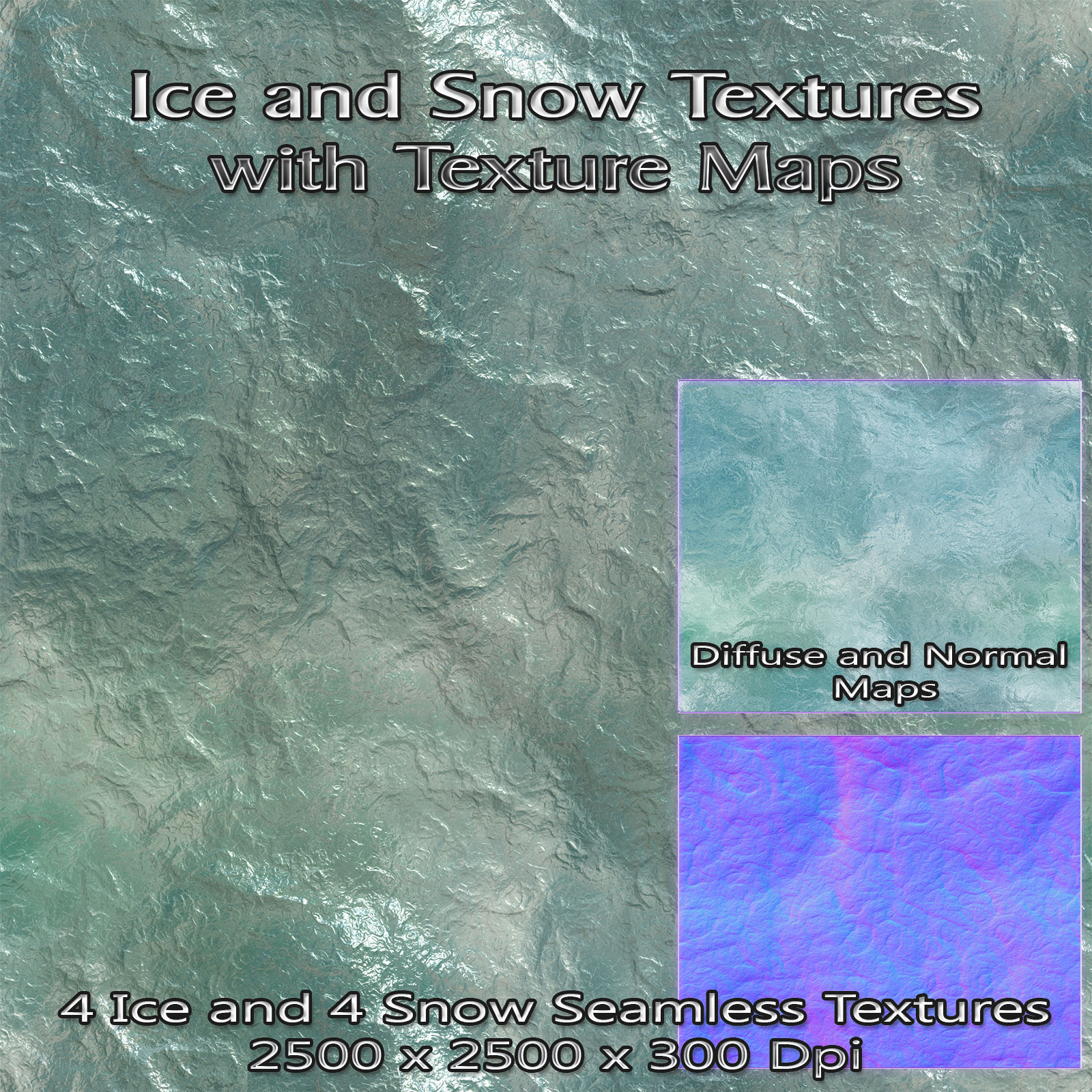 8 Ice and Snow Seamless Textures with Texture Maps 2D Graphics nelmi