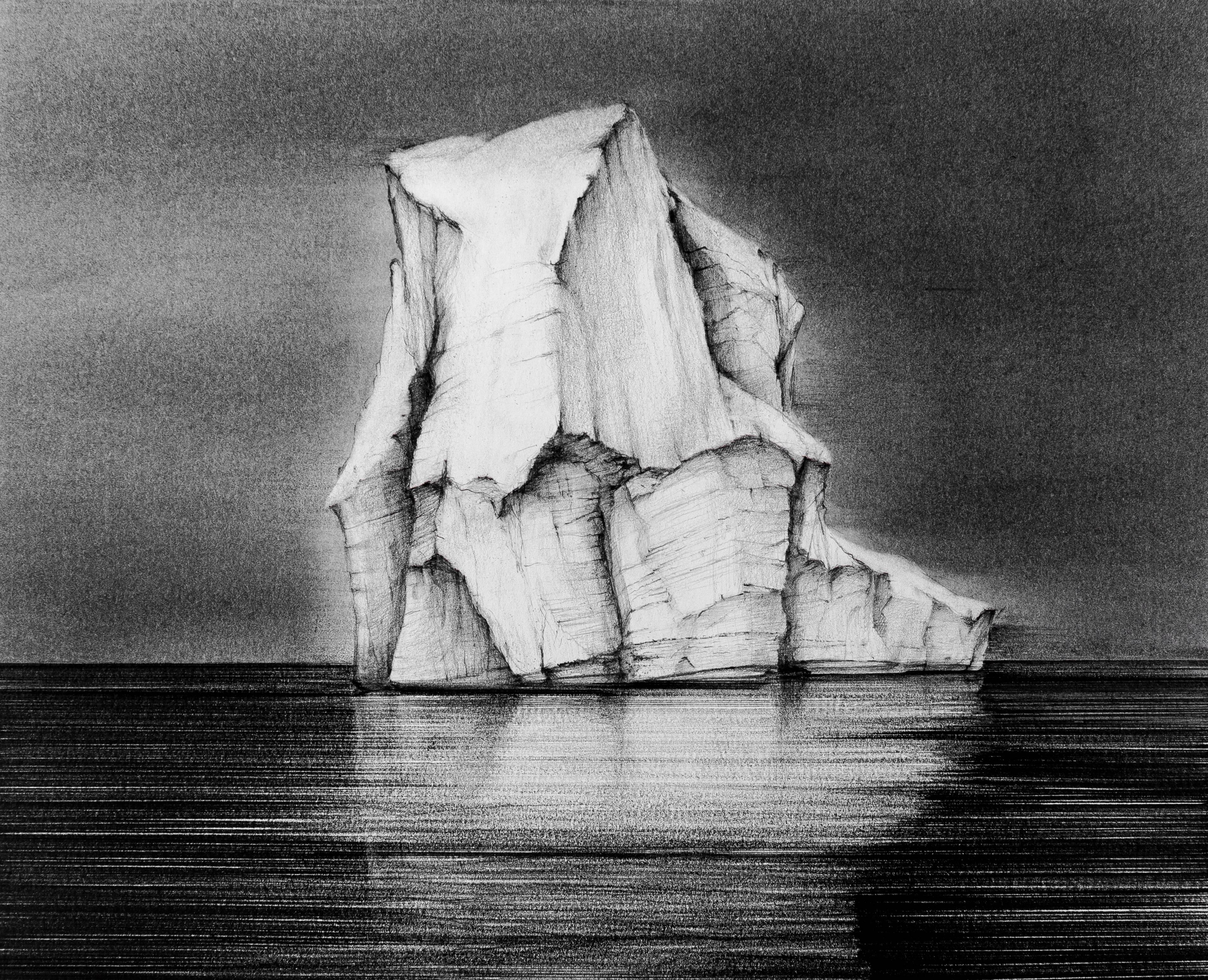 Juan Garcia-Nunez - Iceberg Drawing 3: Black and White Landscape ...