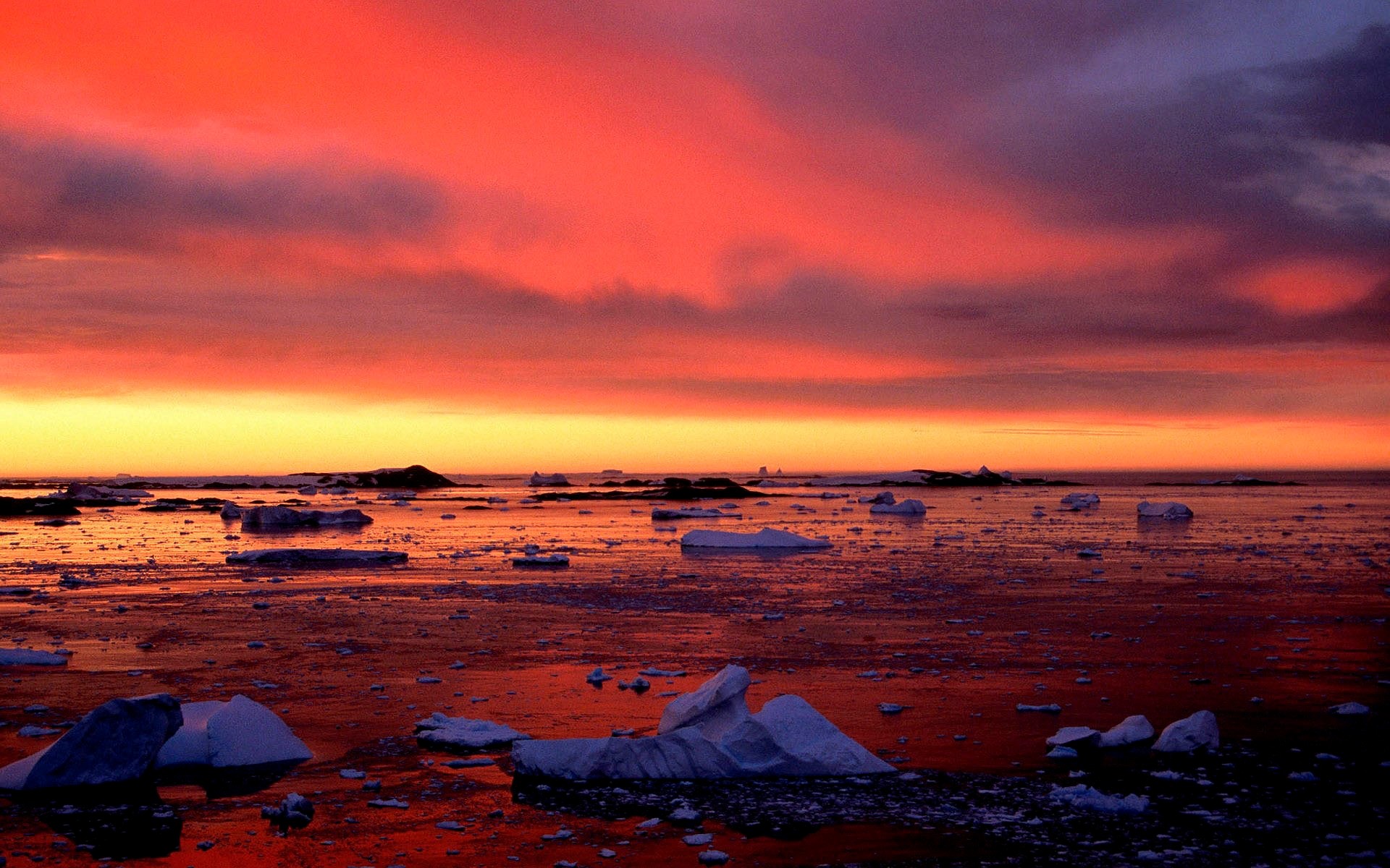 Winter: ICE FLOATS Sunset Iceberg Winter Ocean Wallpaper Desktop ...