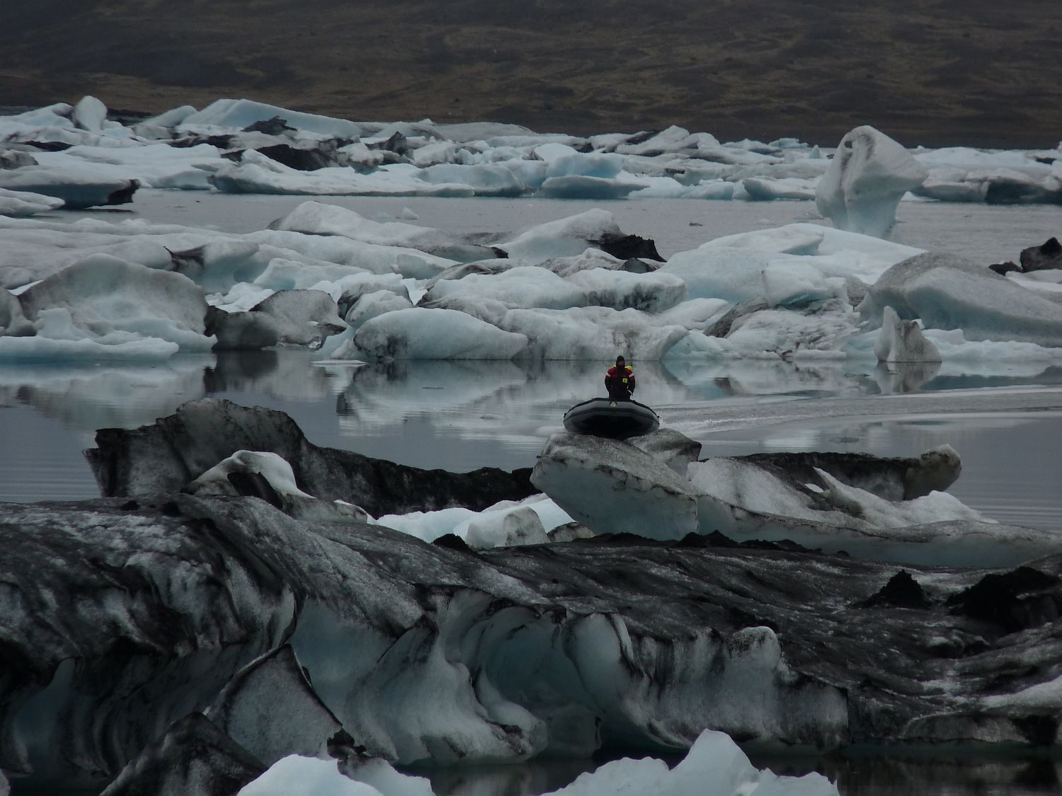 Icebergs in glacier lake photo