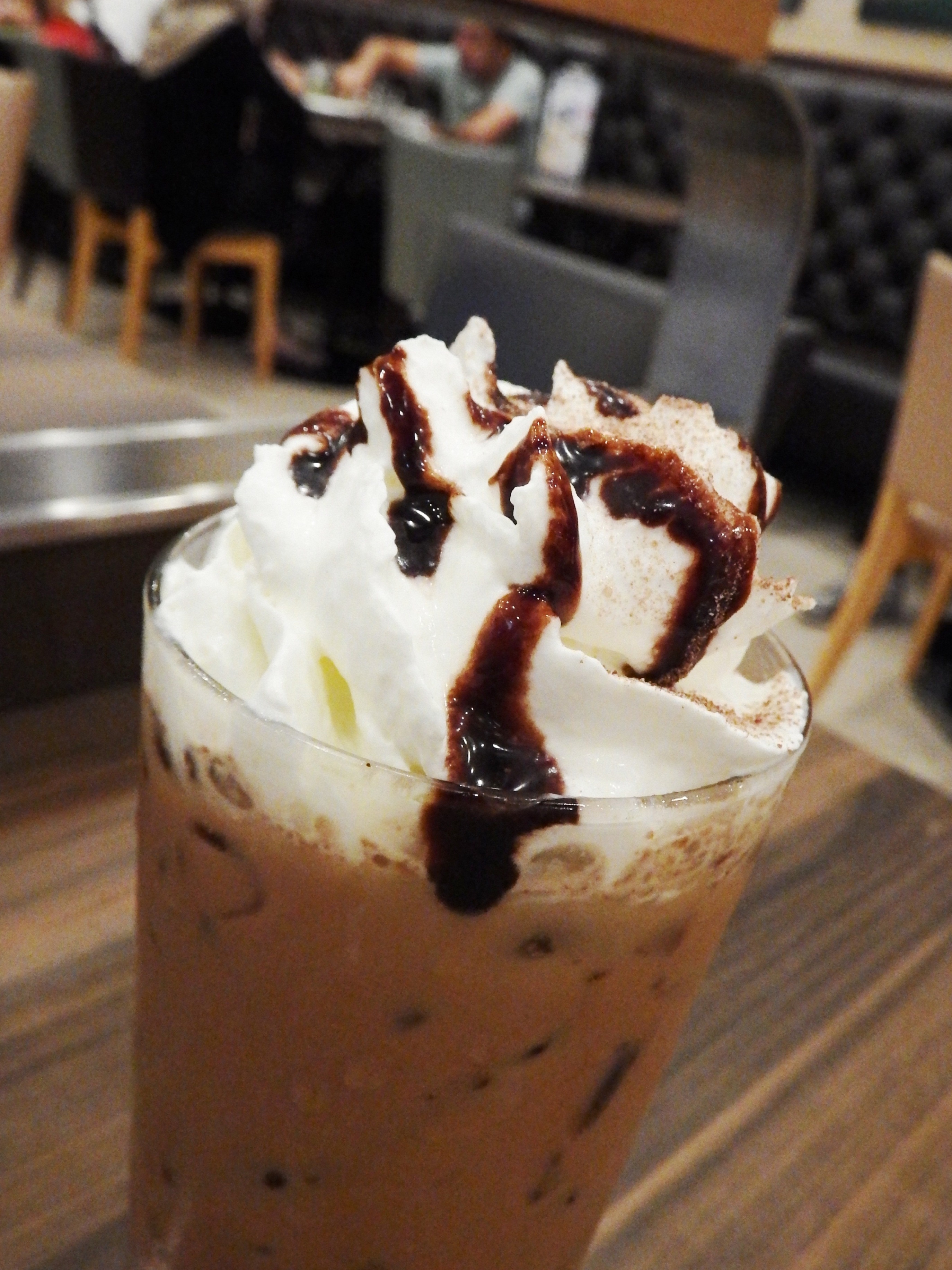 Iced chocolate drink with whipped cream photo
