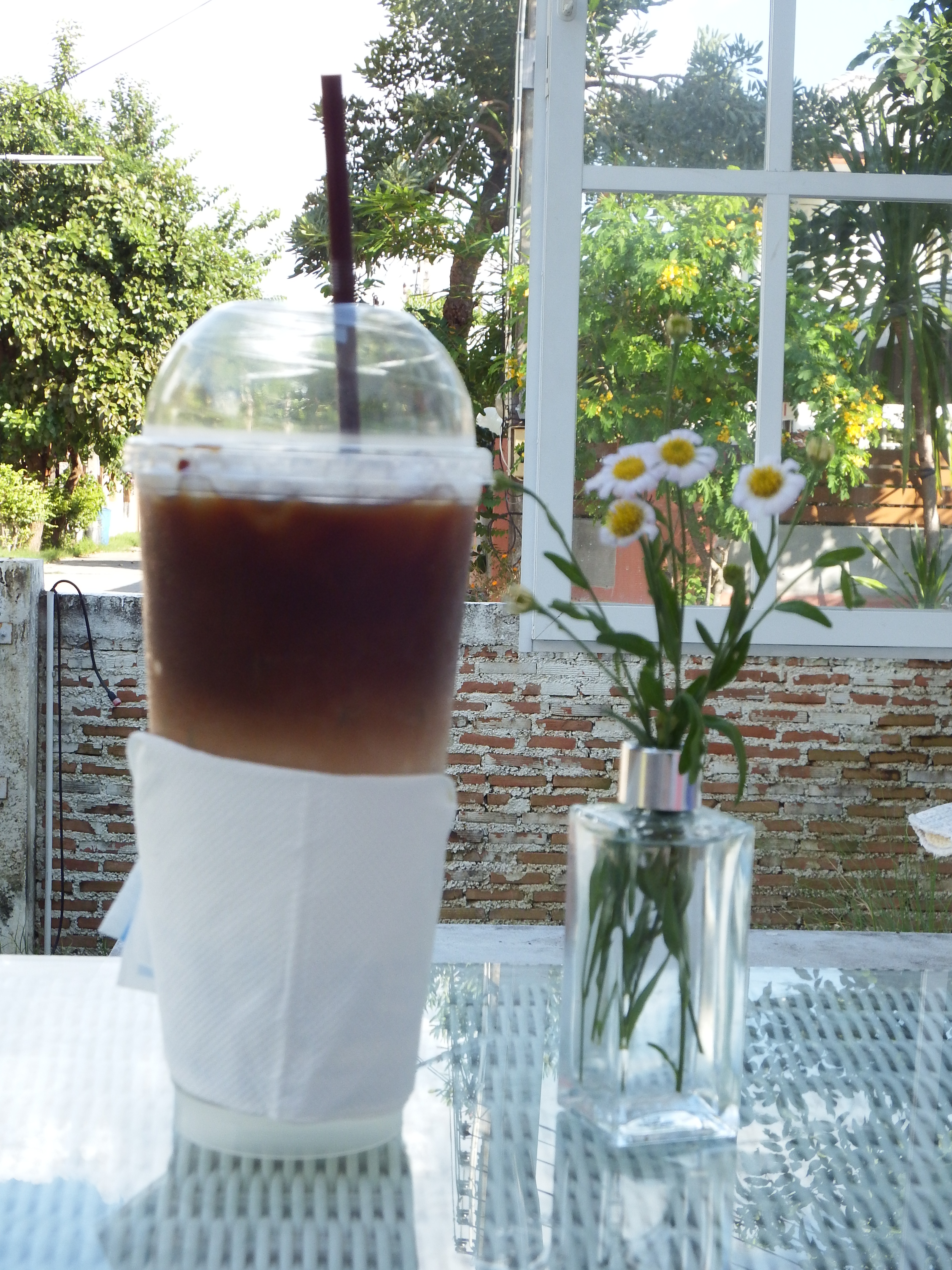 Iced coffee in the garden photo