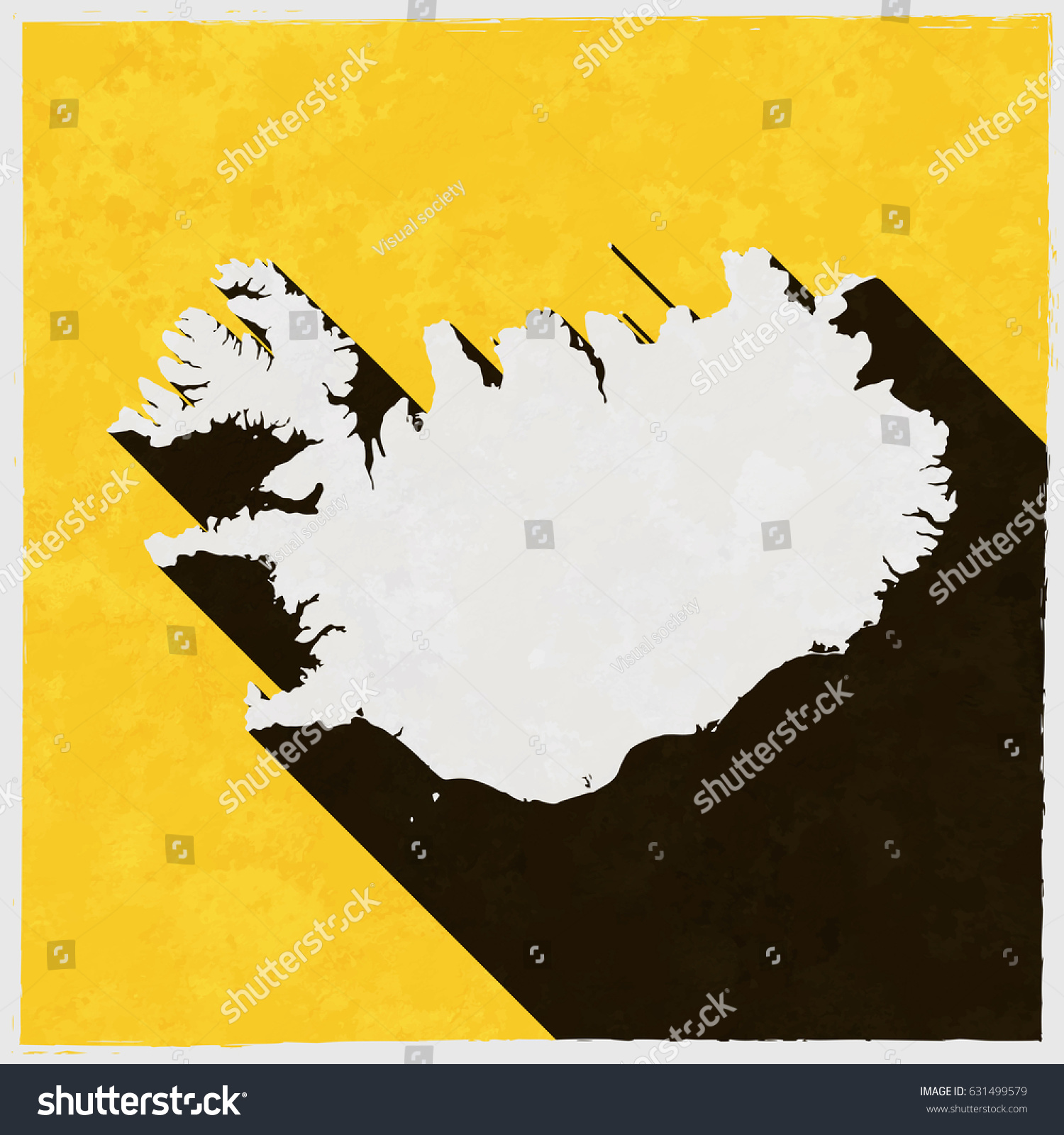 Iceland Map On Retro Poster Long Stock Vector (2018) 631499579 ...