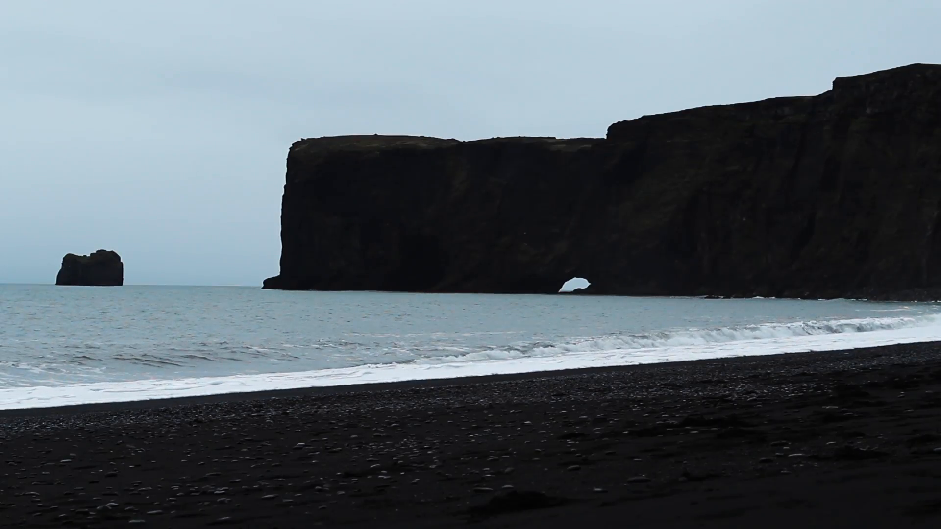 Dyrholaey Beach, Iceland volcanic black sand. Icelandic seascape ...