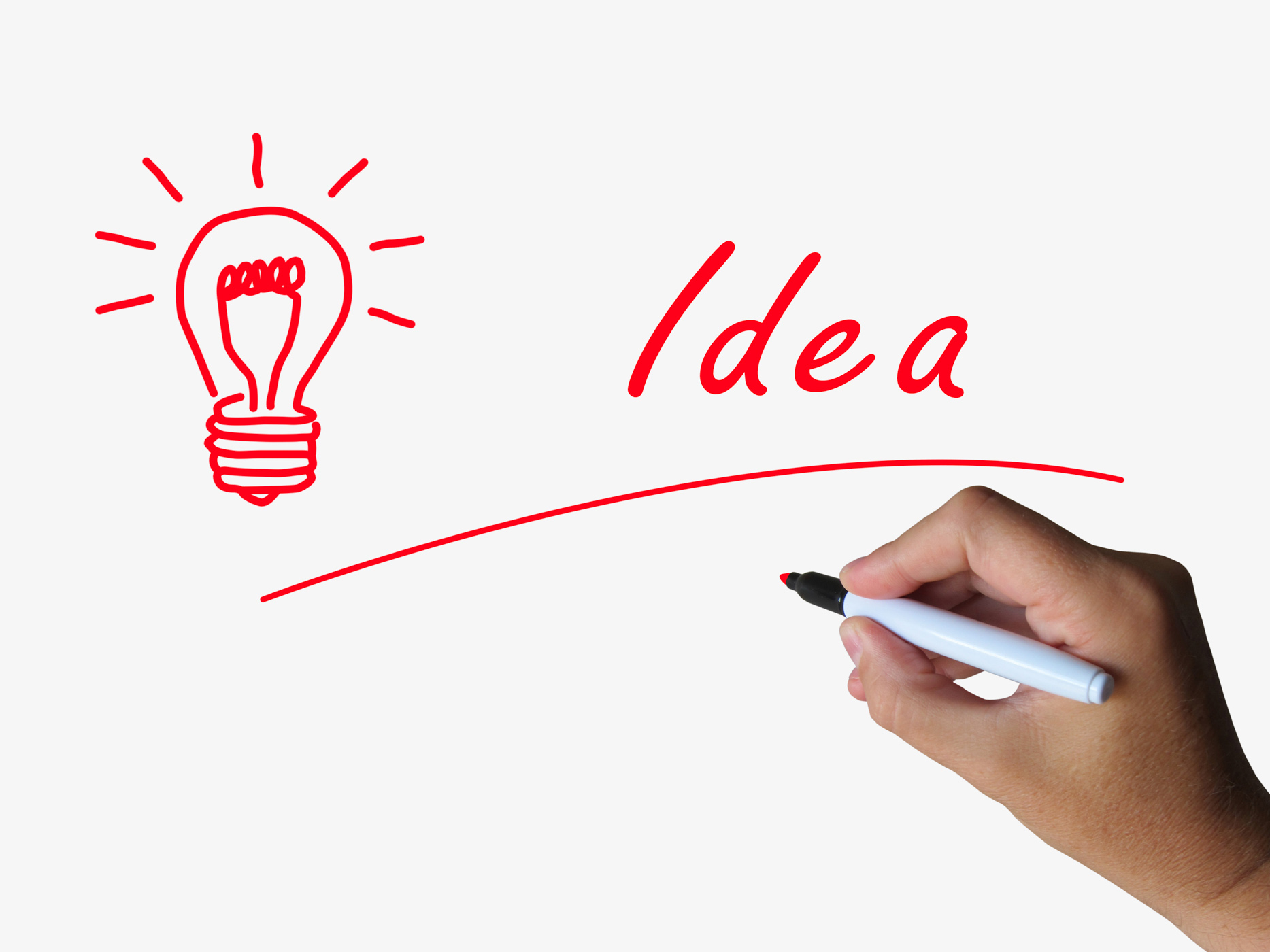 Idea and lightbulb indicate bright ideas and concepts photo