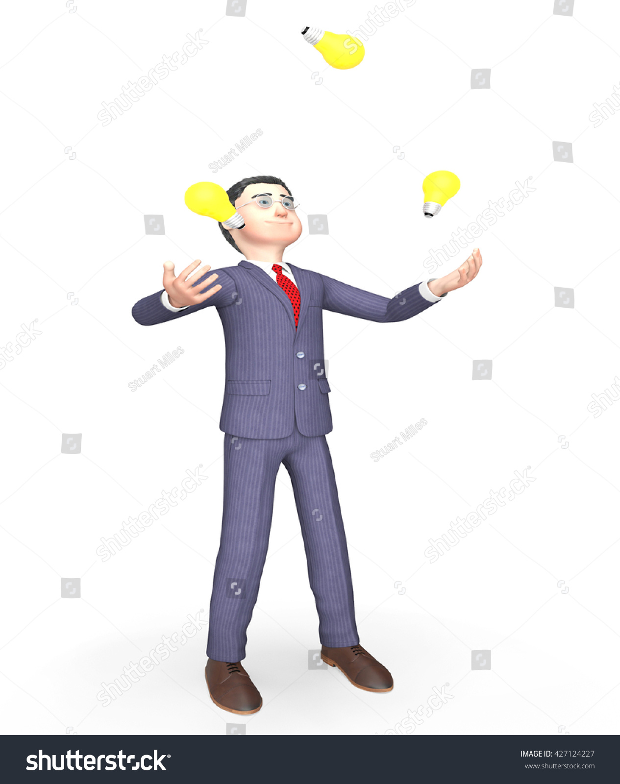 Businessman Idea Representing Light Bulbs Think Stock Illustration ...