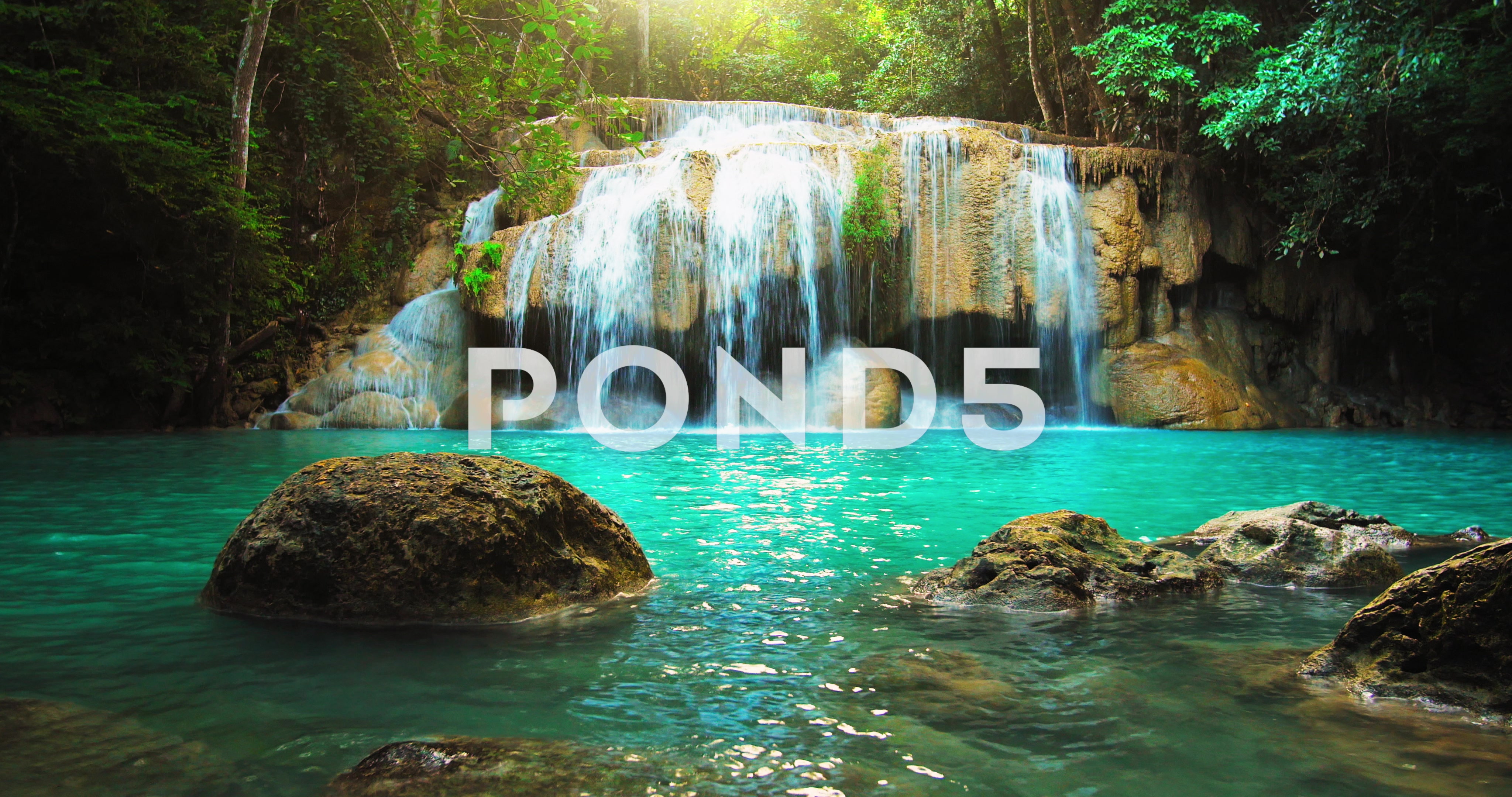 Video: Idyllic waterfall and amazing nature. Sunlight and wild pond ...