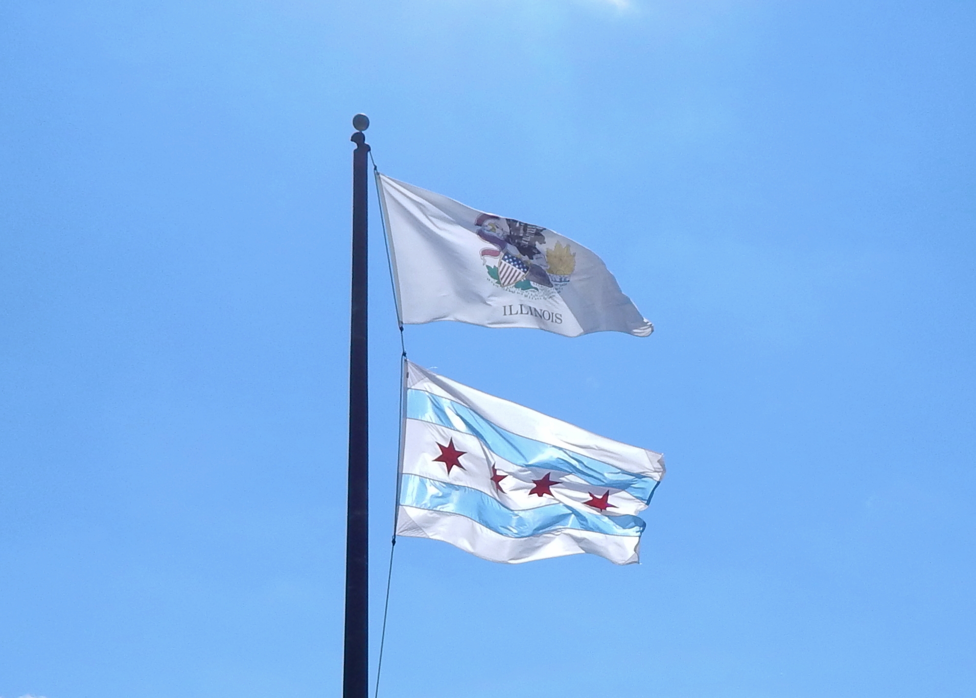 Illinois and chicago flags photo