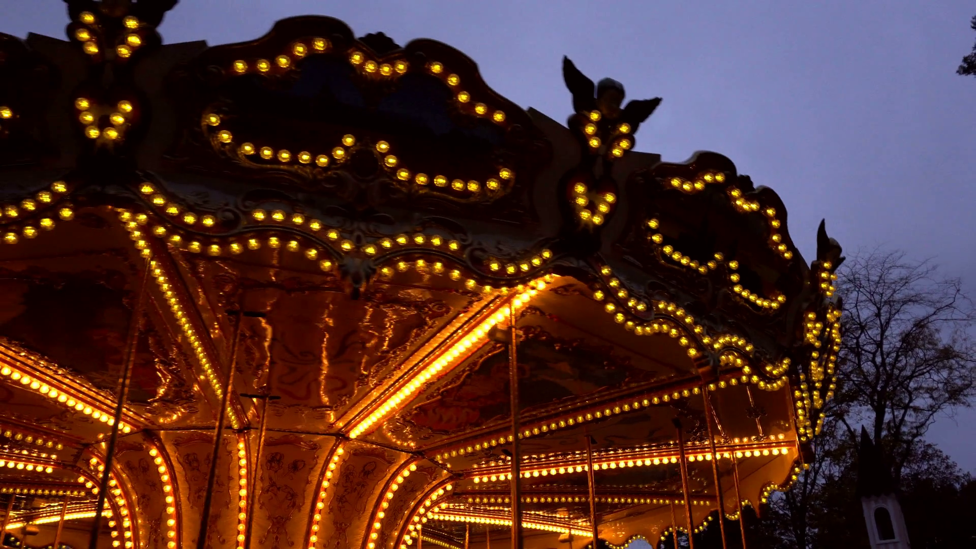 Illuminated retro carousel at night Stock Video Footage - VideoBlocks