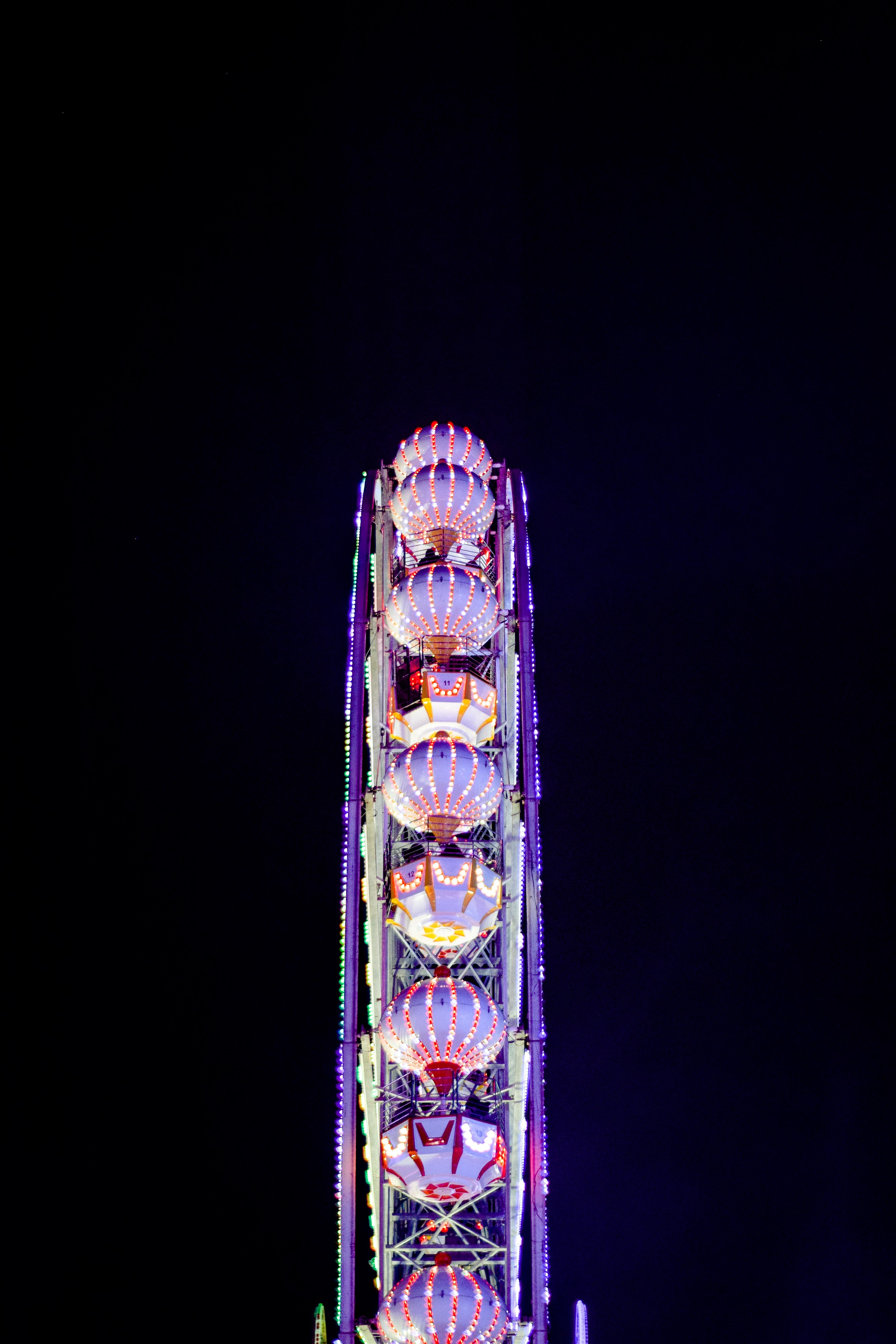 Illuminated ferris wheel at night photo