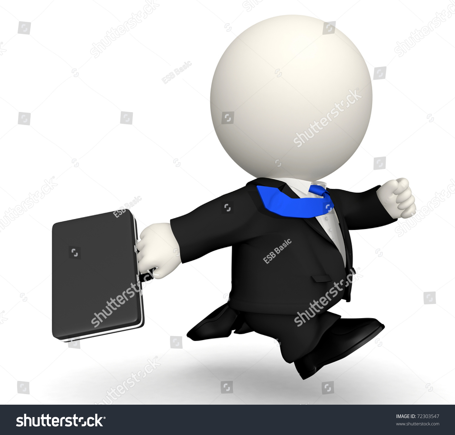 3d Business Man Rush Isolated Over Stock Illustration 72303547 ...