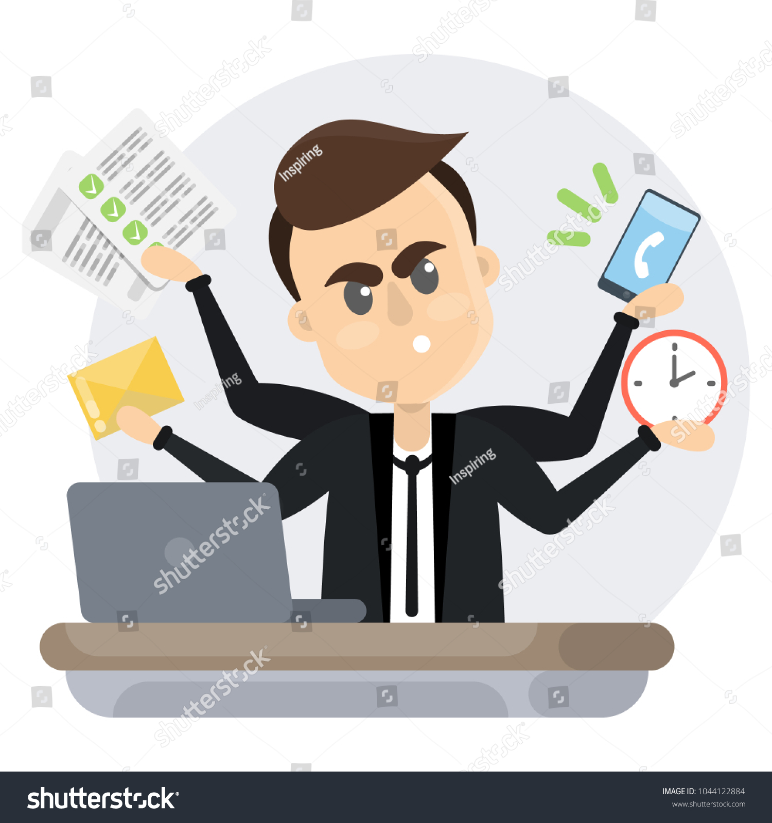 Businessman Rush Sitting Angry Because Deadline Stock Vector ...