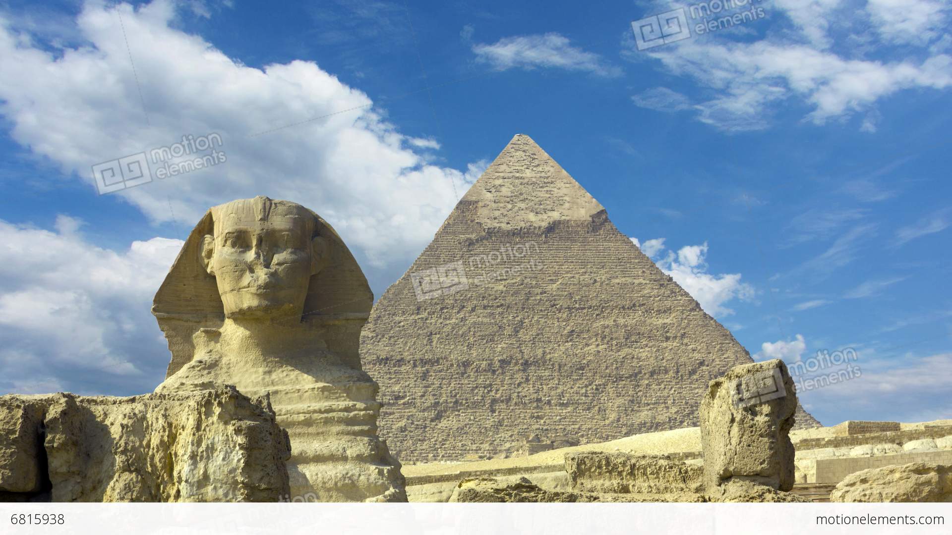 Clouds Over Great Pyramid And Sphinx In Egypt - Ti Stock video ...