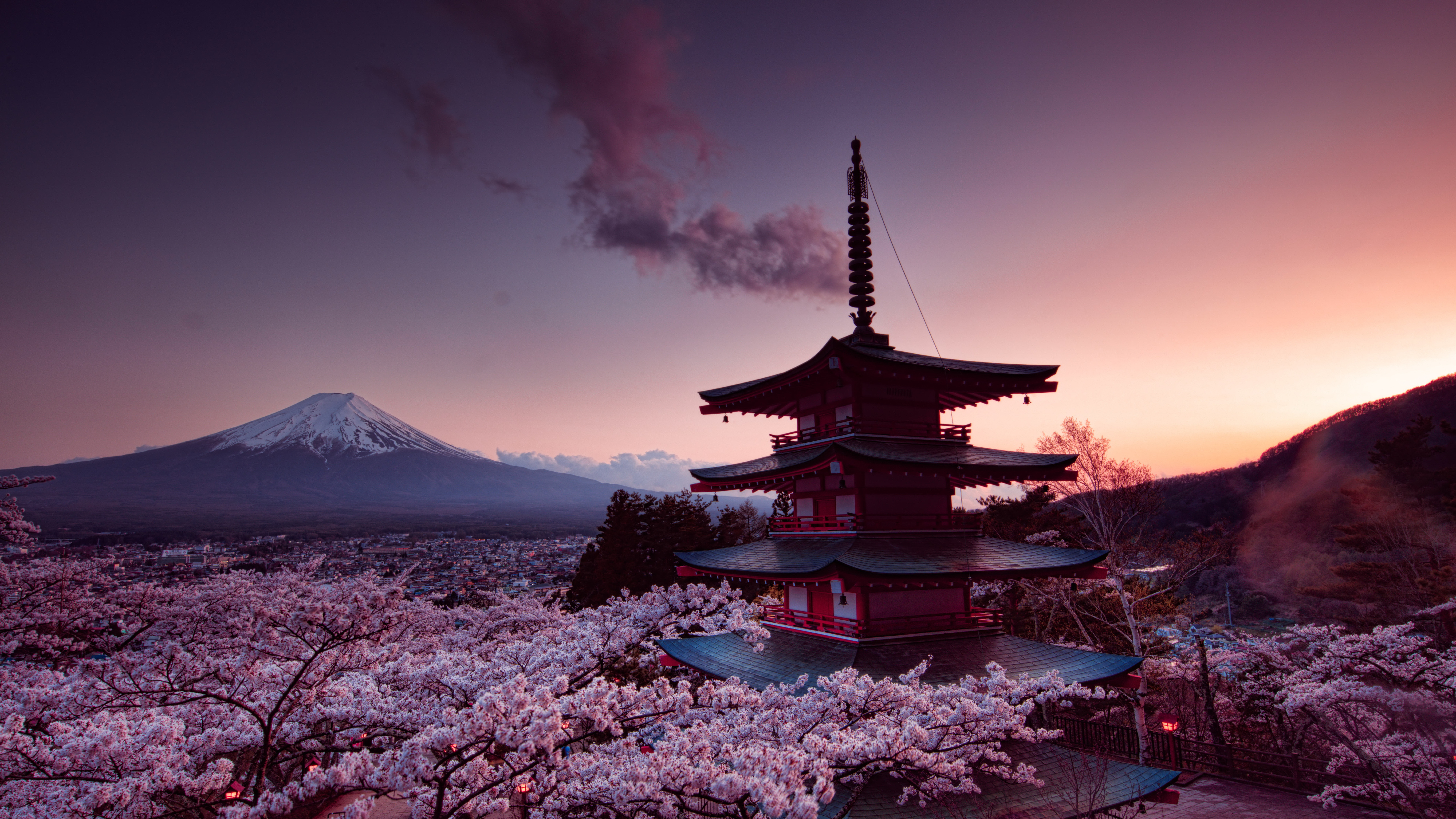 7680x4320 Churei Tower Mount Fuji In Japan 8k 8k HD 4k Wallpapers ...