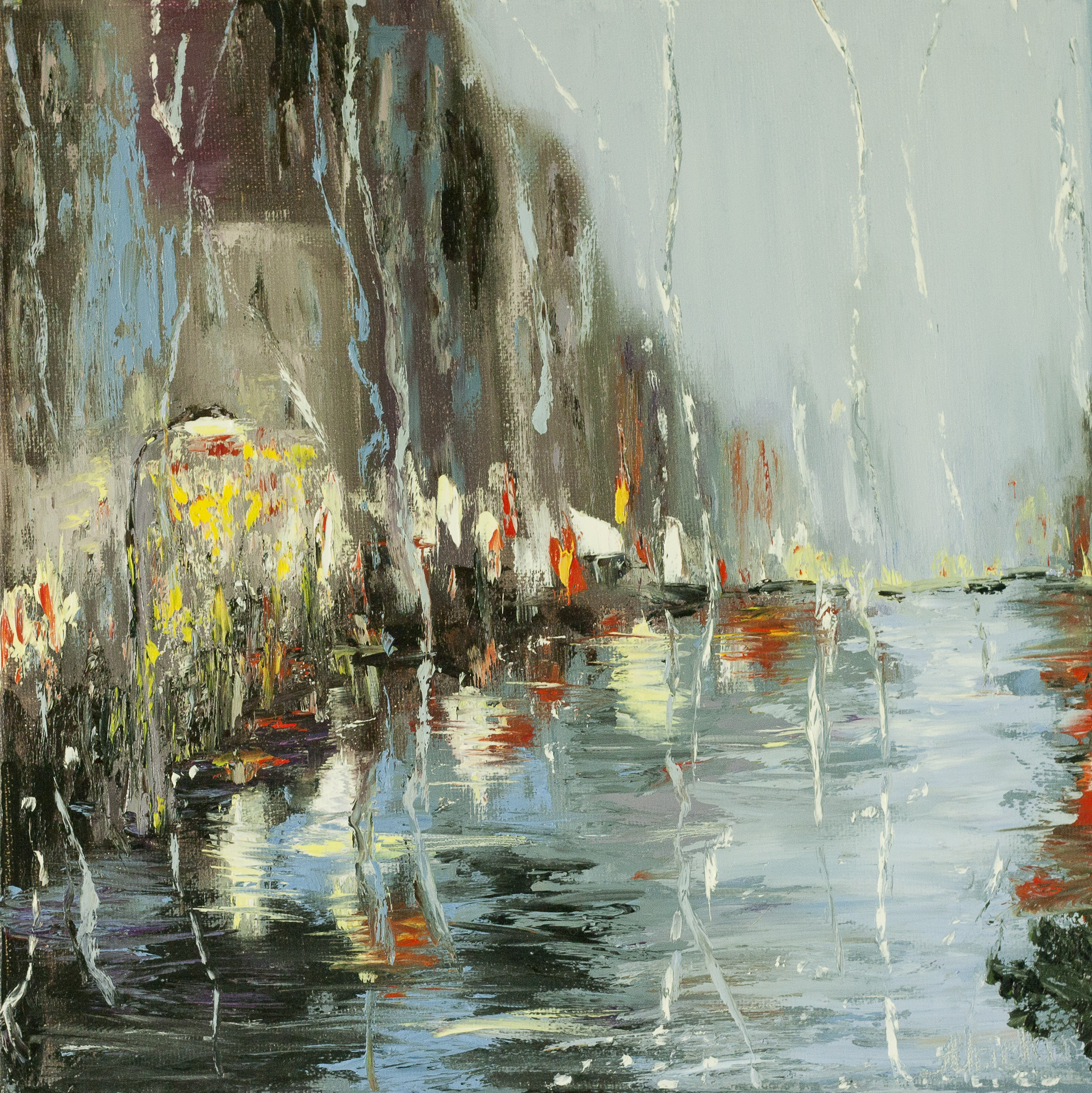 Rainy night in the city. | I Learn Painting