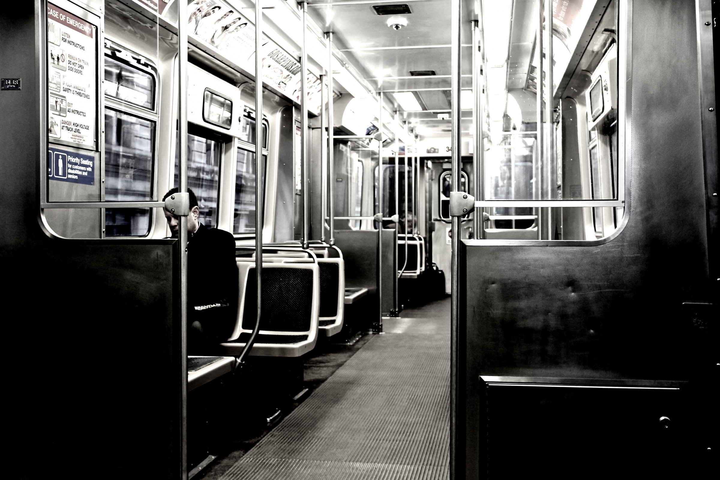 Free Stock Photo of Man Sitting Alone in Empty Train